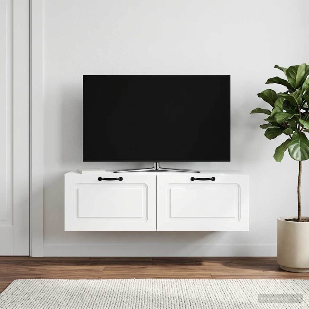 Sieninė TV spintelė Balta 98 x 41 x 30 cm Apdirbta mediena