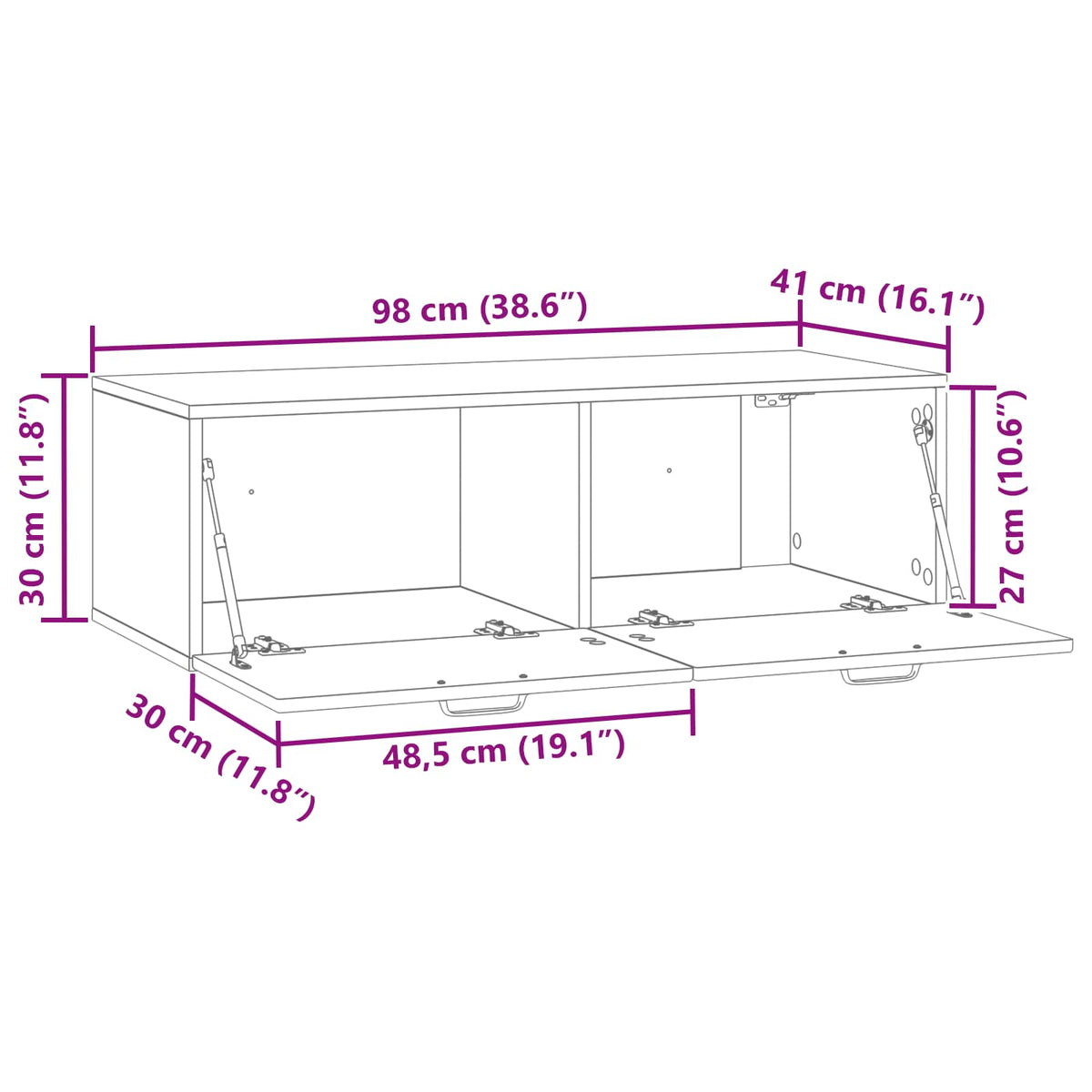Sieninė TV spintelė Balta 98 x 41 x 30 cm Apdirbta mediena