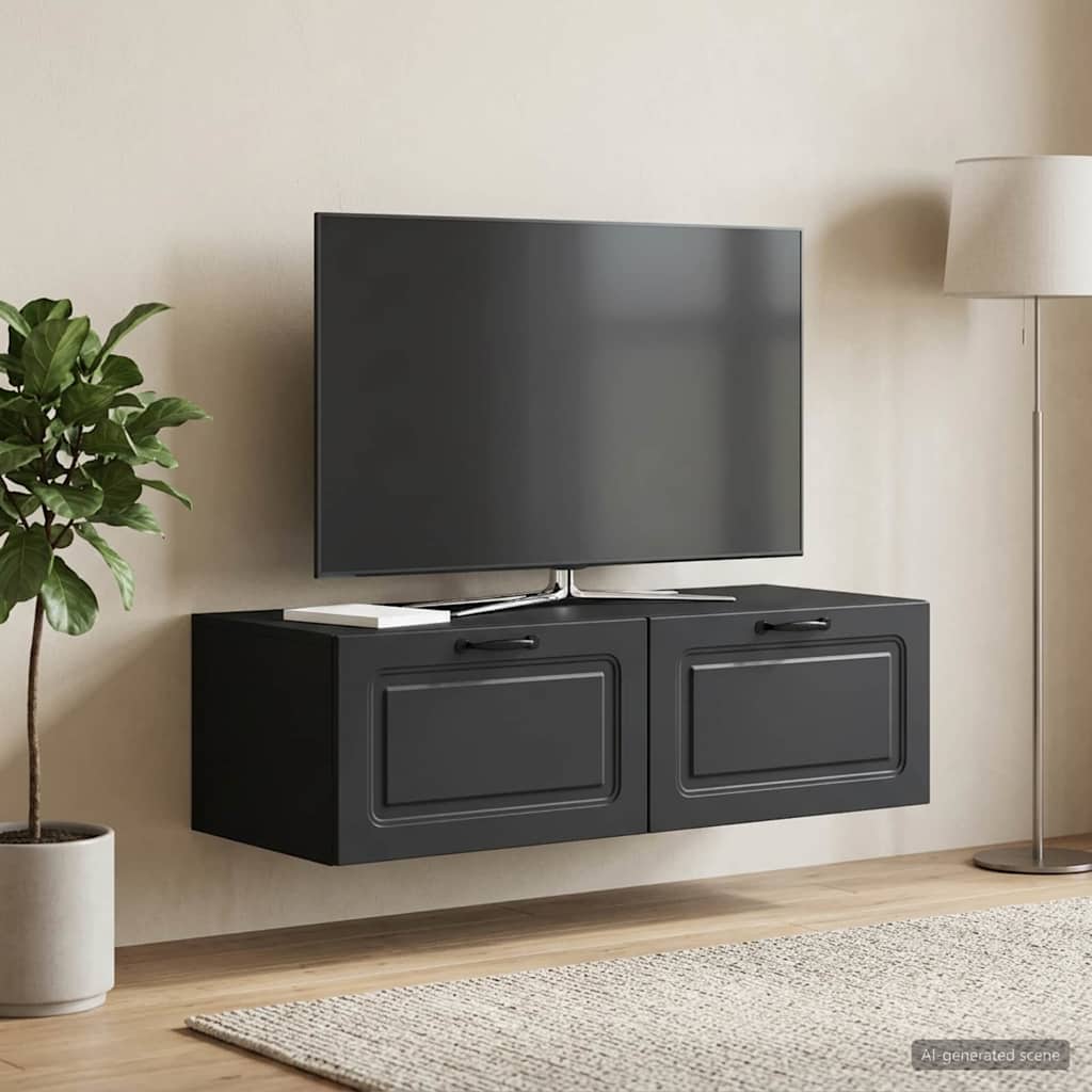 Sieninė TV spintelė Juoda 98 x 41 x 30 cm Apdirbta mediena