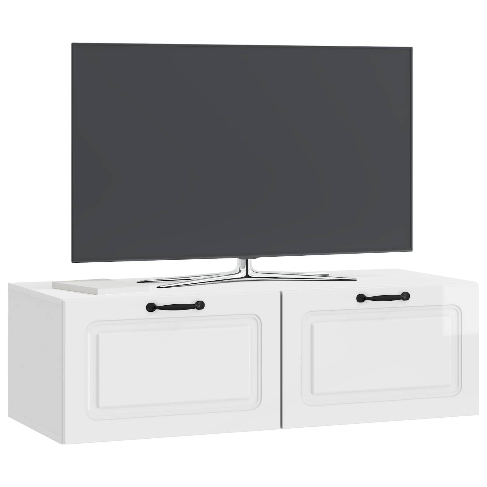 Sieninė TV spintelė Itin blizgi balta 98 x 41 x 30 cm