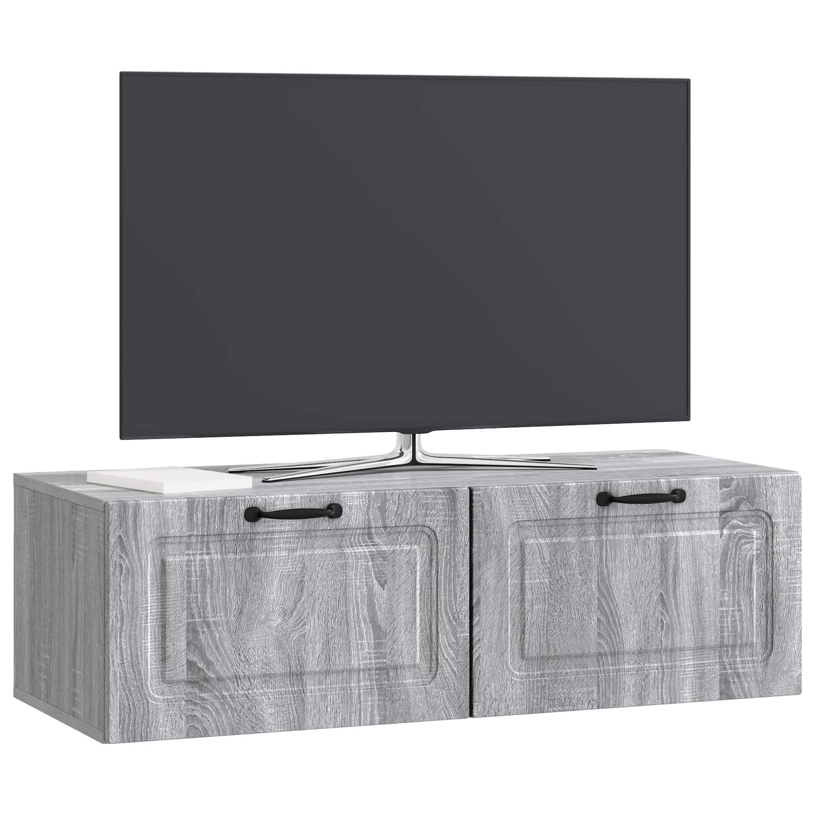 Pie sienas stiprināms TV skapītis pelēkā sonoma ozola krāsā 98 x 41 x 30 cm