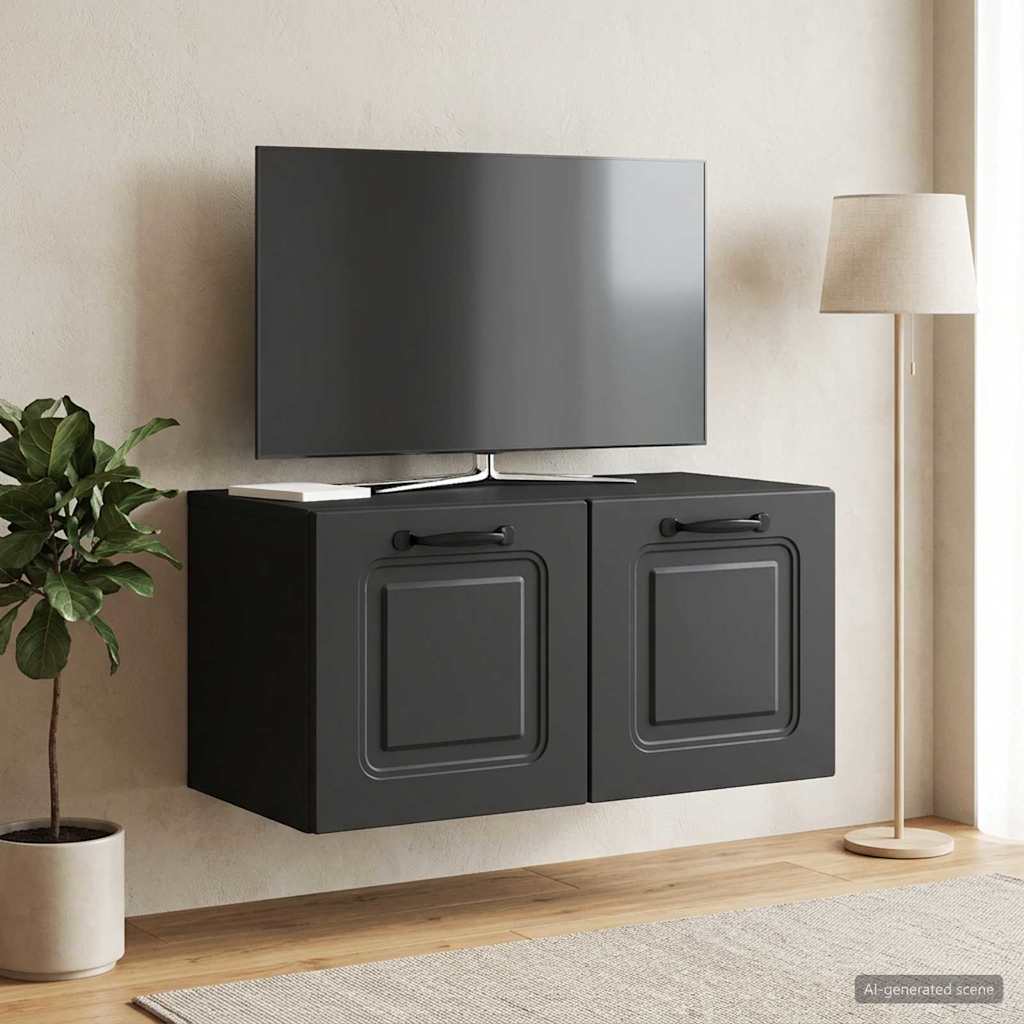 Sieninė TV spintelė Juoda 59,5 x 31 x 30 cm Apdirbta mediena