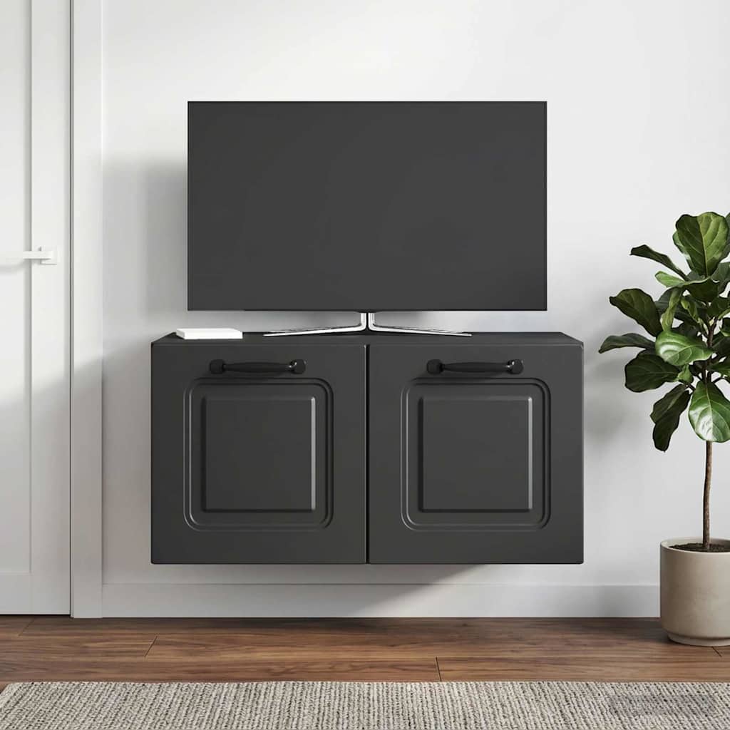 Sieninė TV spintelė Juoda 59,5 x 31 x 30 cm Apdirbta mediena