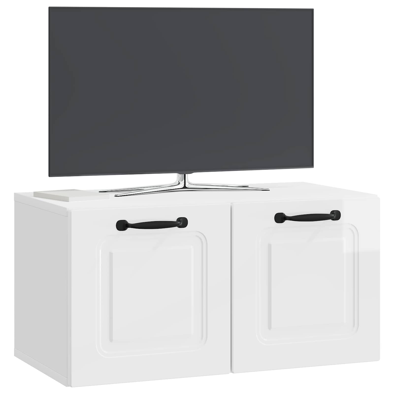 Sieninė TV spintelė Itin blizgi balta 59,5 x 31 x 30 cm