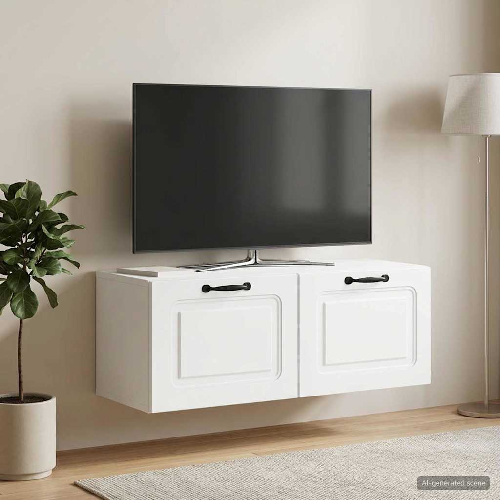 Sieninė TV spintelė Balta 78,5 x 31 x 30 cm Apdirbta mediena