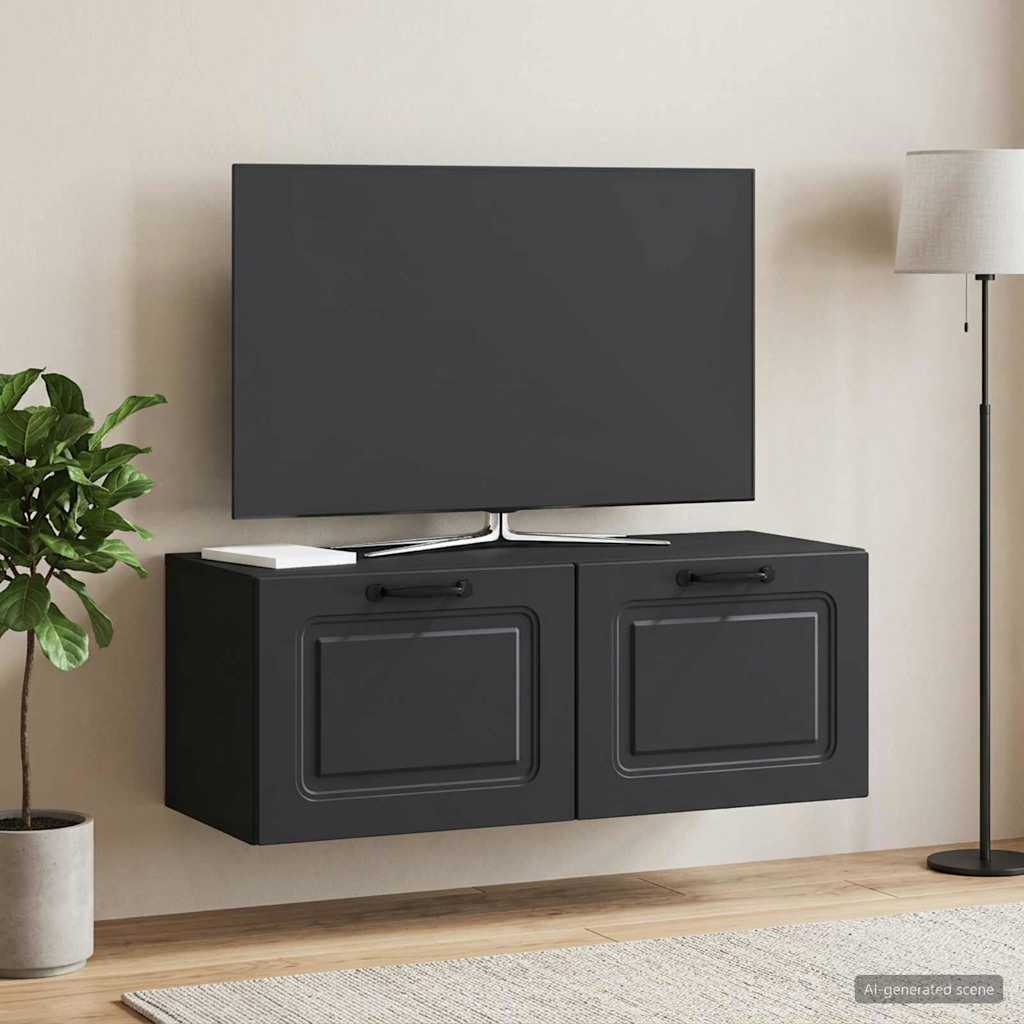 Sieninė TV spintelė Juoda 78,5 x 31 x 30 cm Apdirbta mediena