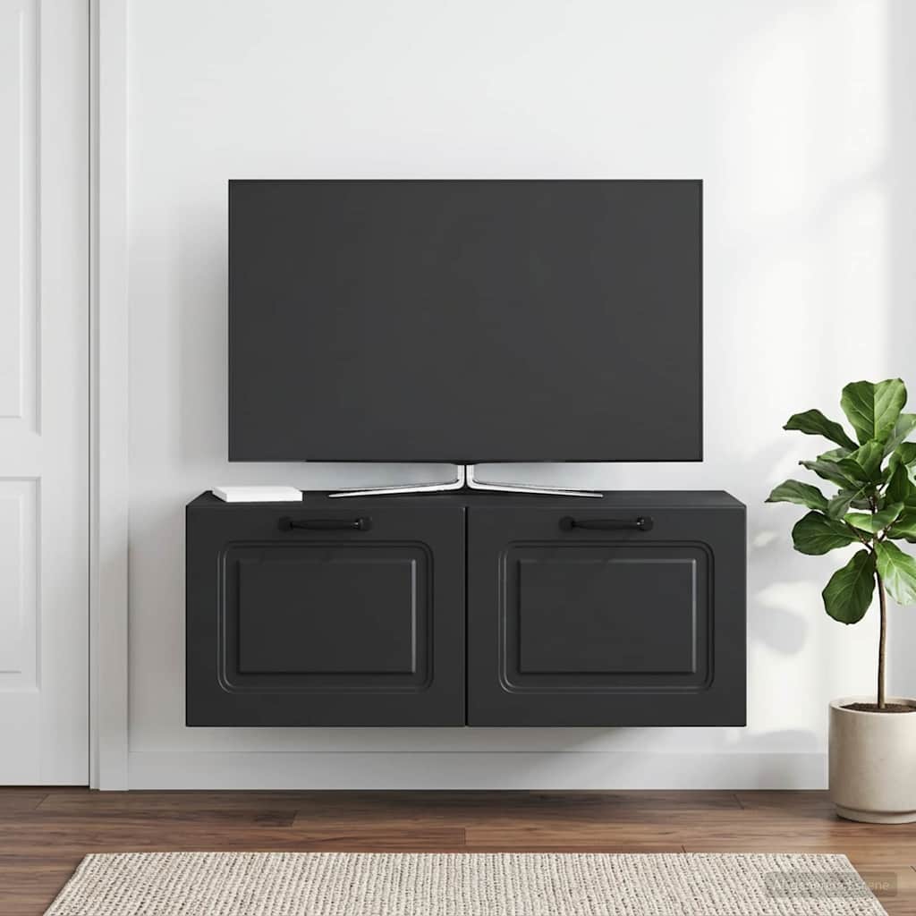 Sieninė TV spintelė Juoda 78,5 x 31 x 30 cm Apdirbta mediena
