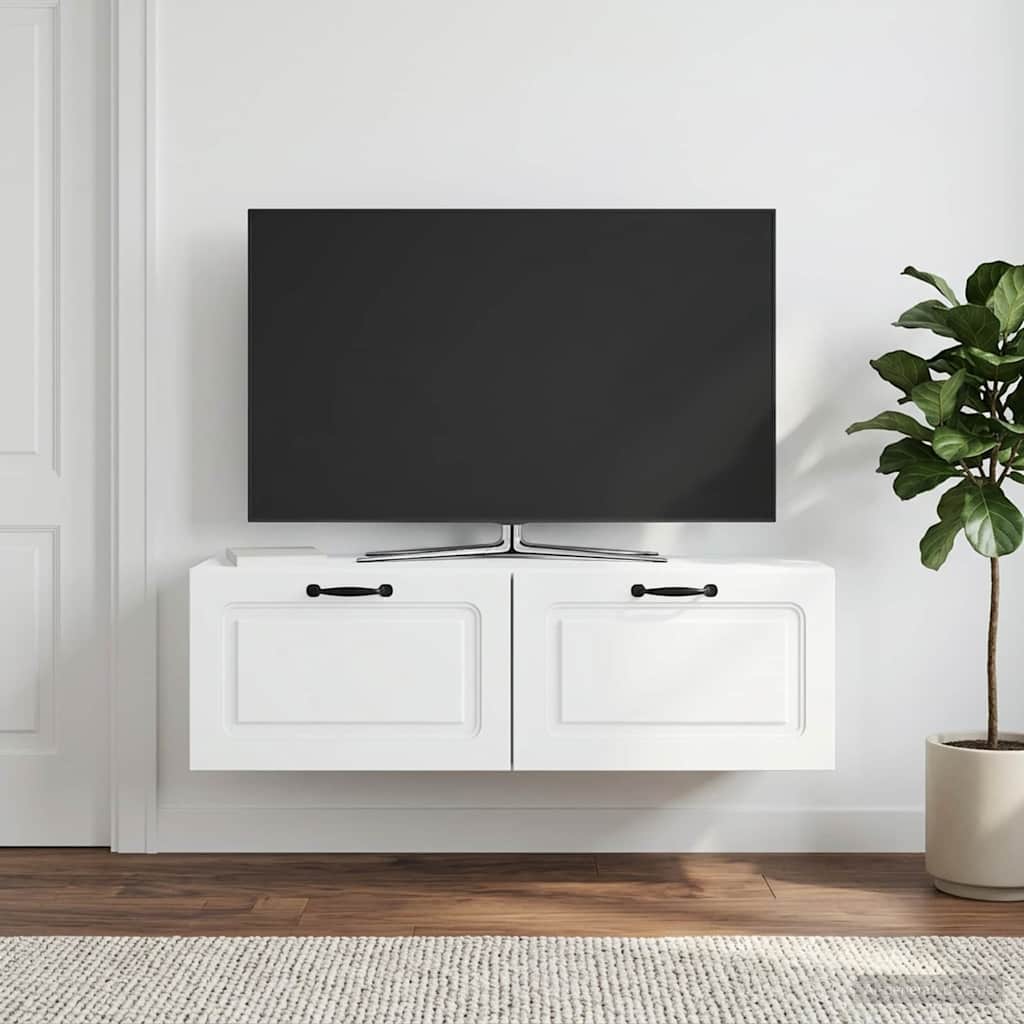 Sieninė TV spintelė Balta 98 x 31 x 30 cm Apdirbta mediena