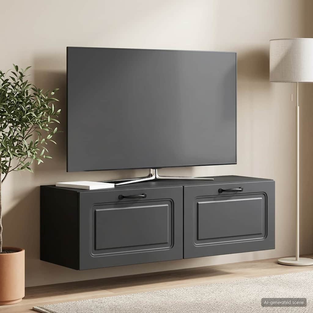 Sieninė TV spintelė Juoda 98 x 31 x 30 cm Apdirbta mediena