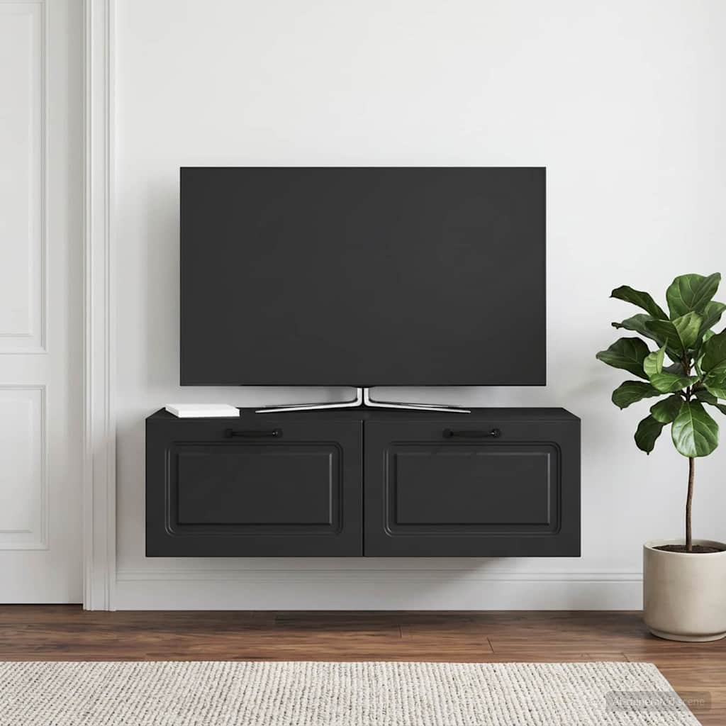 Sieninė TV spintelė Juoda 98 x 31 x 30 cm Apdirbta mediena