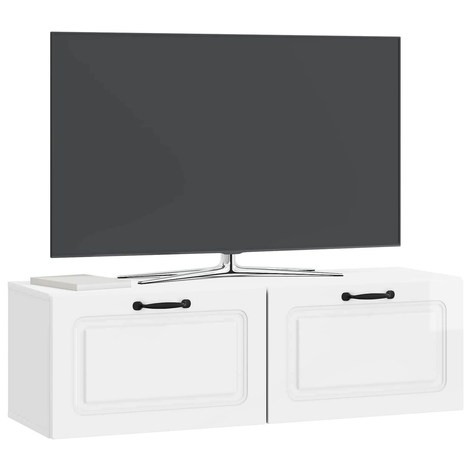Sieninė TV spintelė Itin blizgi balta 98 x 31 x 30 cm