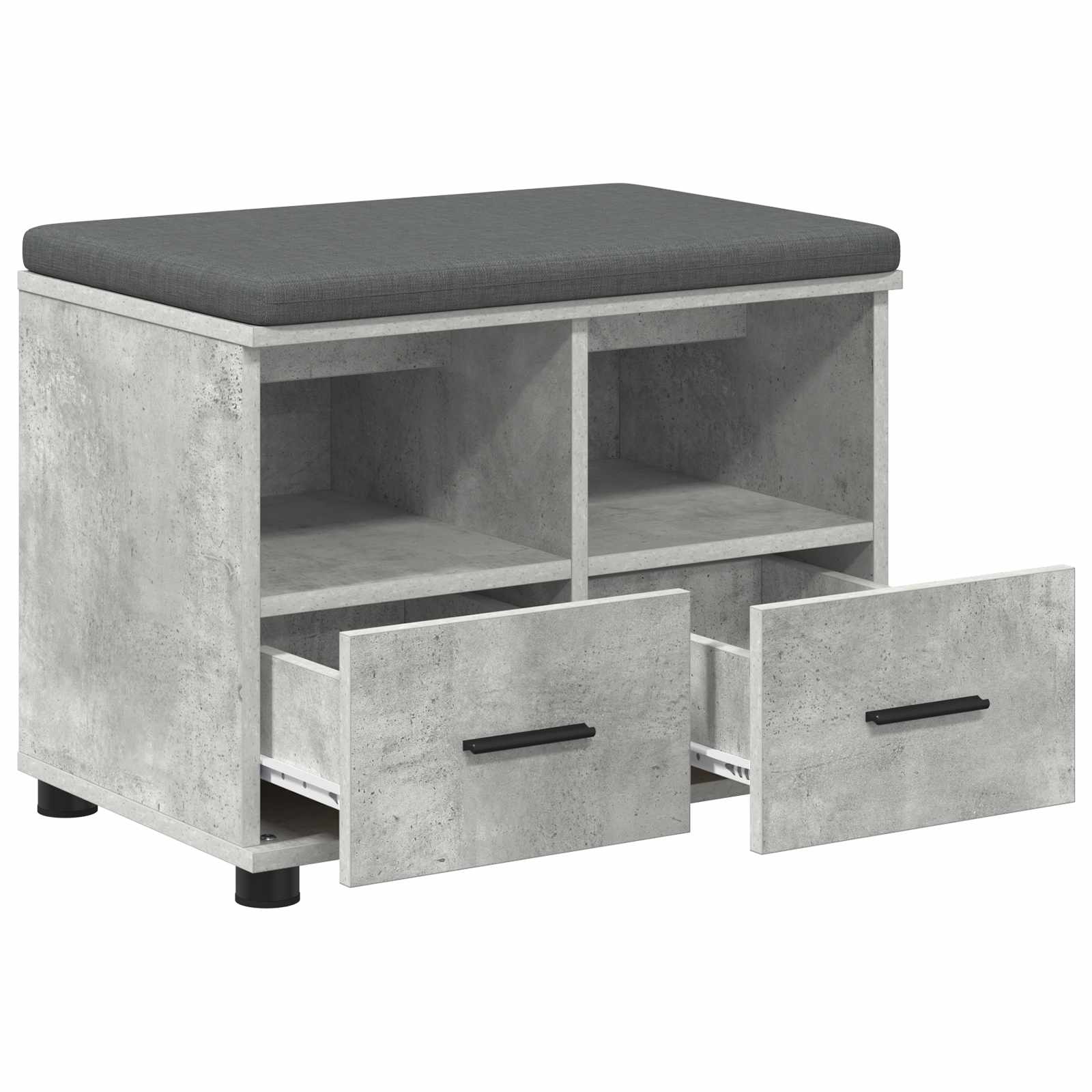 Koridoriaus suolas su pagalve Betono pilka 60 x 38 x 46 cm