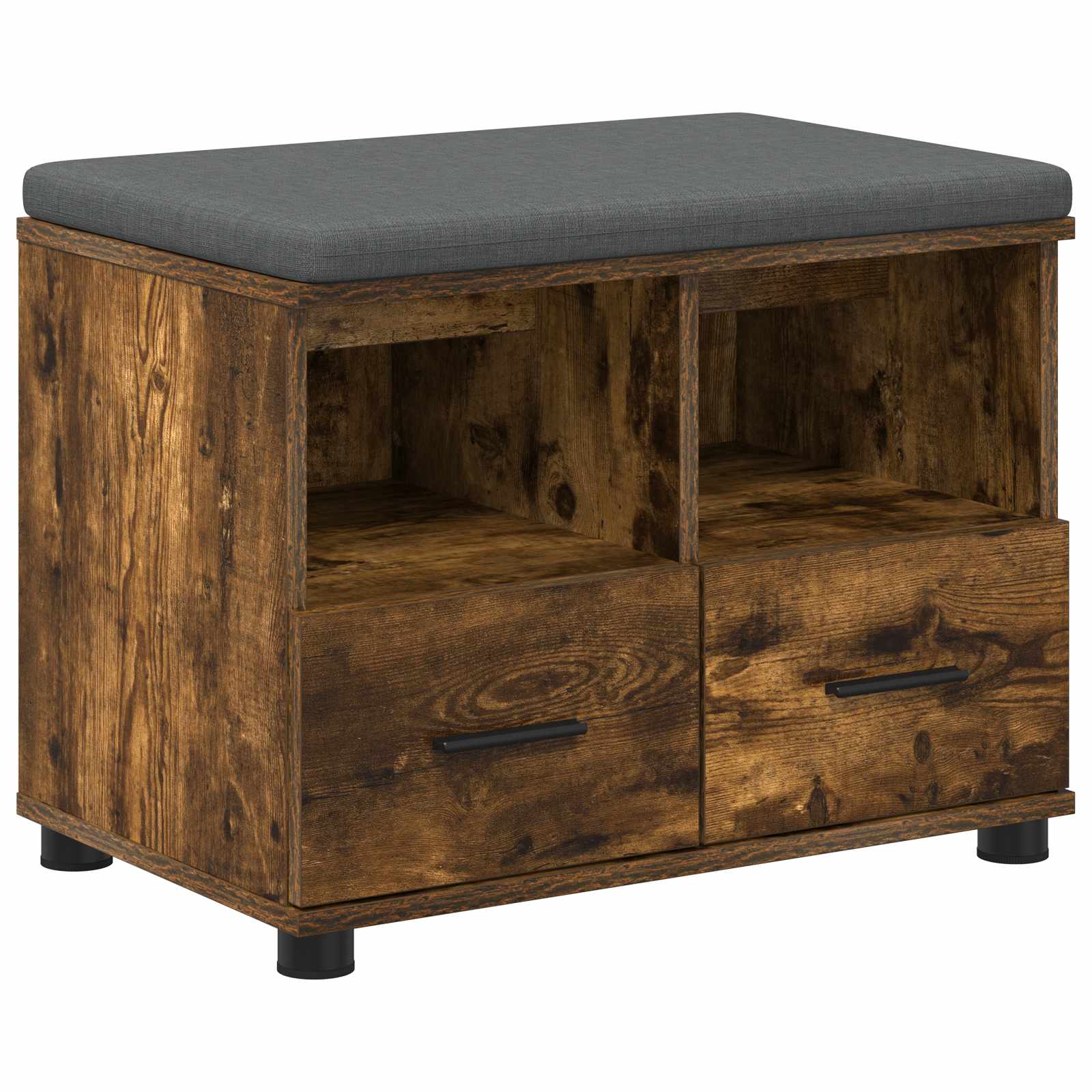 Hallway bench with cushion Smoked oak 60 x 38 x 46 cm
