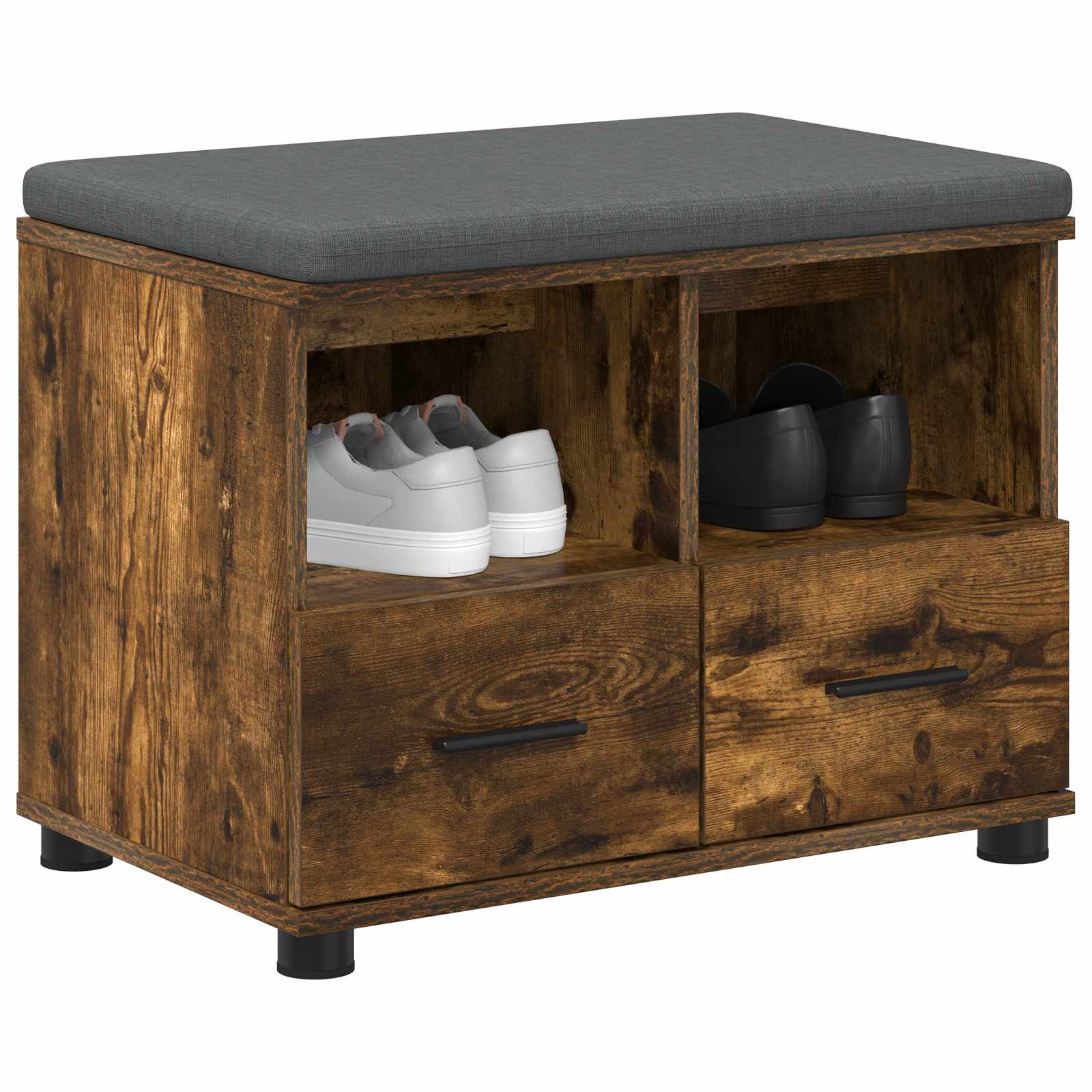 Hallway bench with cushion Smoked oak 60 x 38 x 46 cm