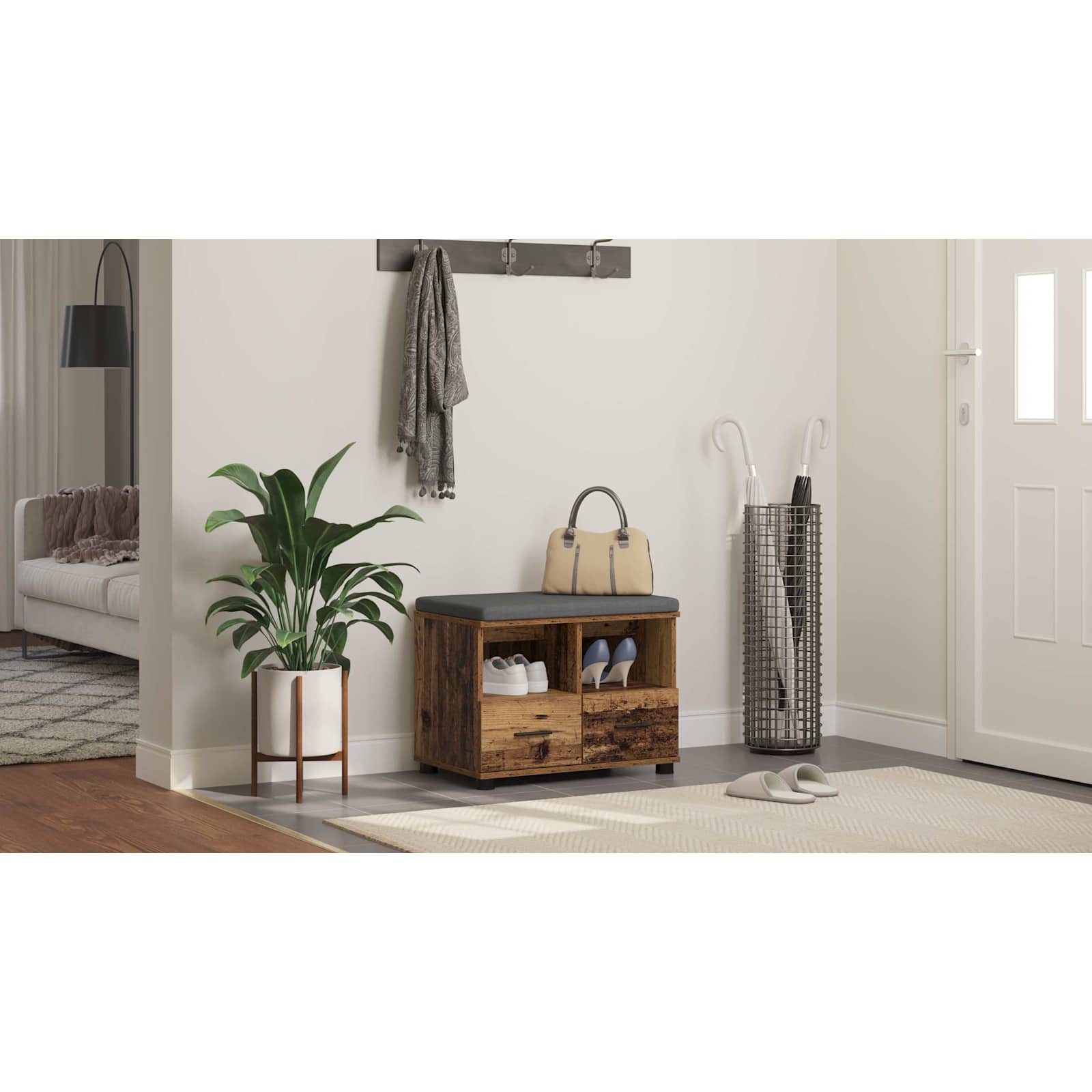 Koridoriaus suolas su pagalve Senas medis 60 x 38 x 46 cm