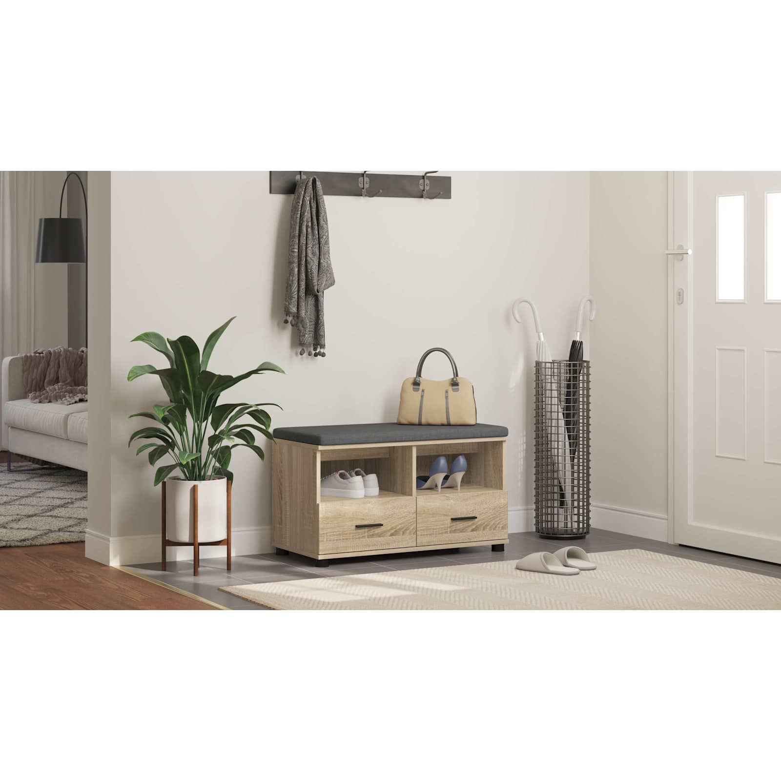 Koka sols ar spilvenu Sonoma ozols 80 x 38 x 46 cm