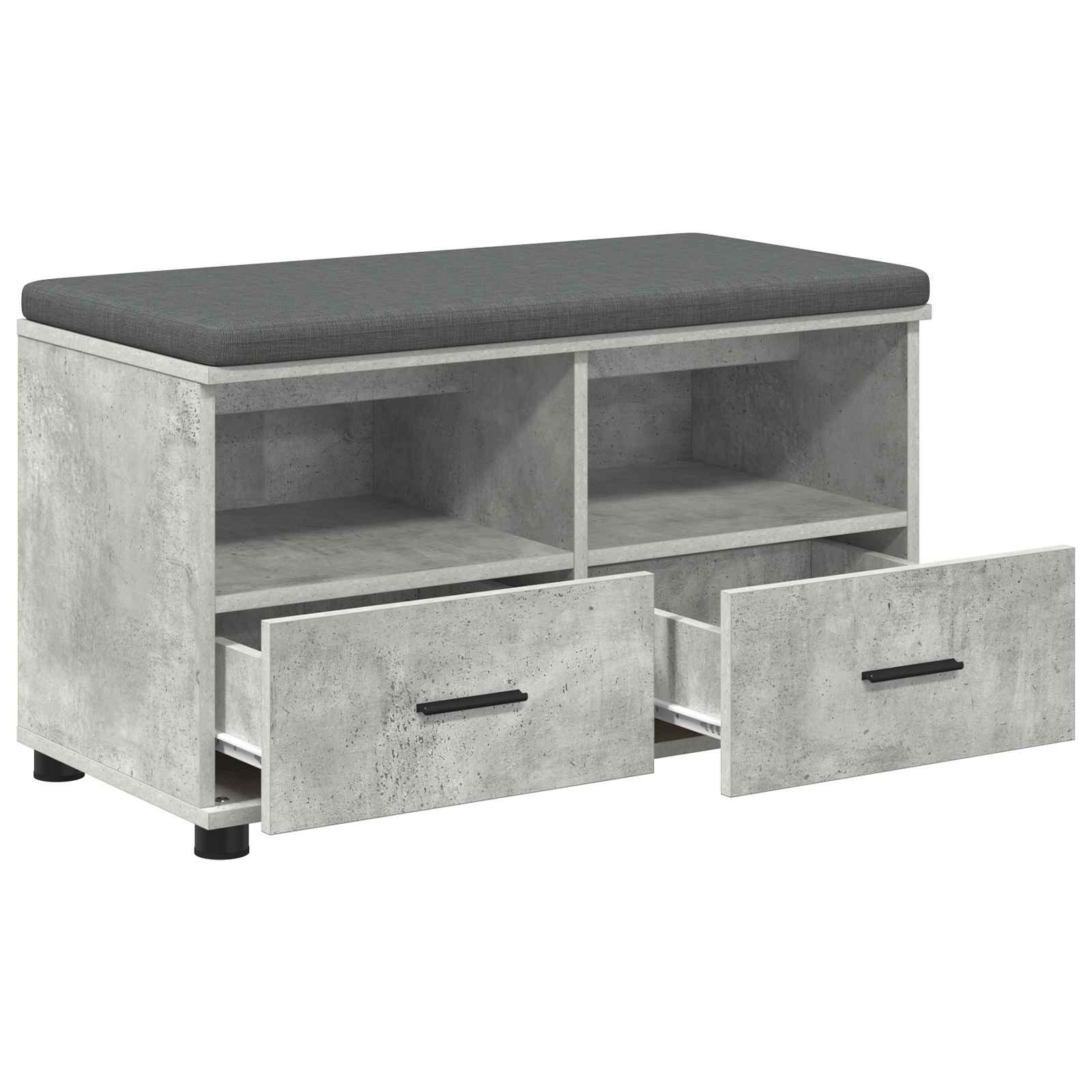 Koridoriaus suolas su pagalve Betono pilka 80 x 38 x 46 cm