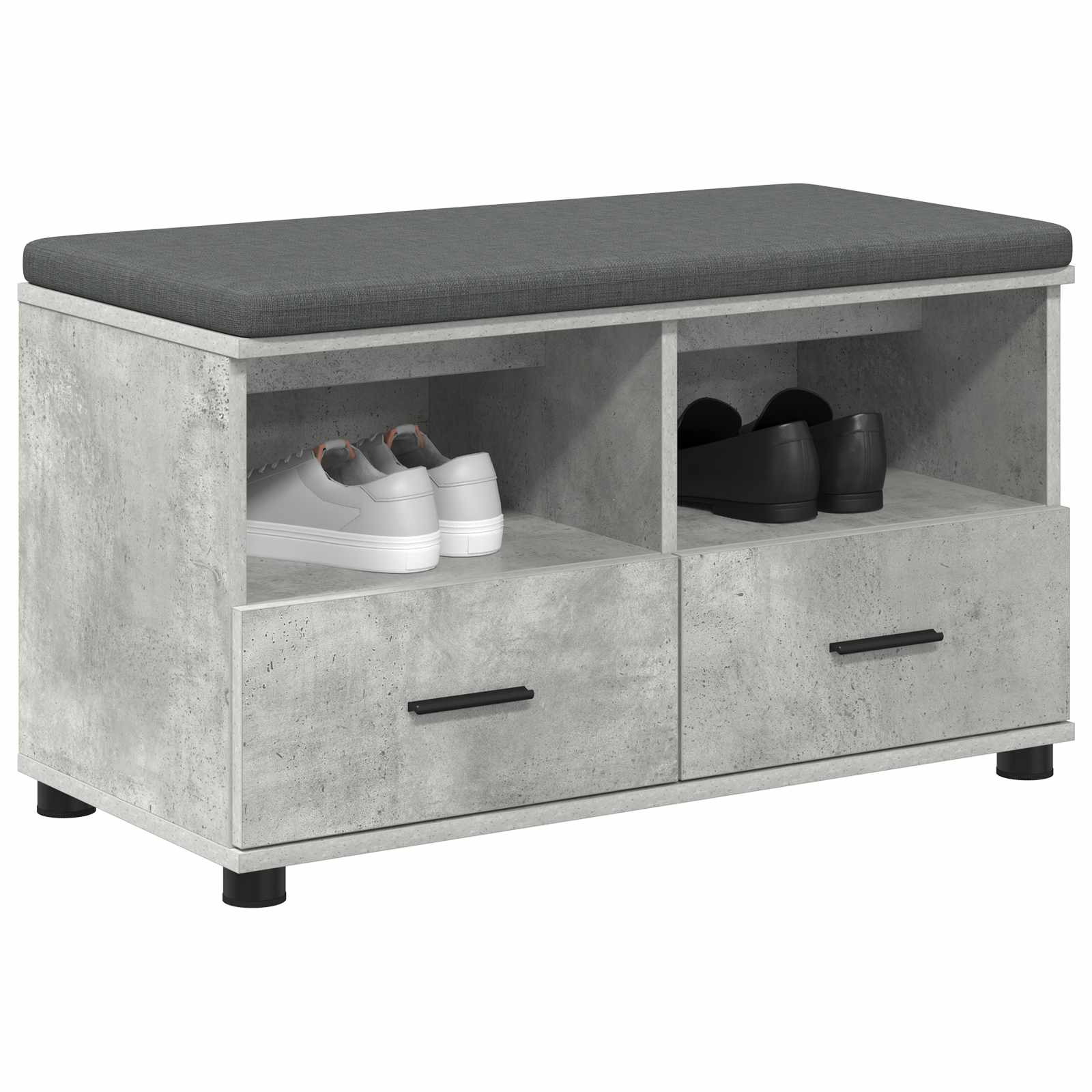 Koridoriaus suolas su pagalve Betono pilka 80 x 38 x 46 cm