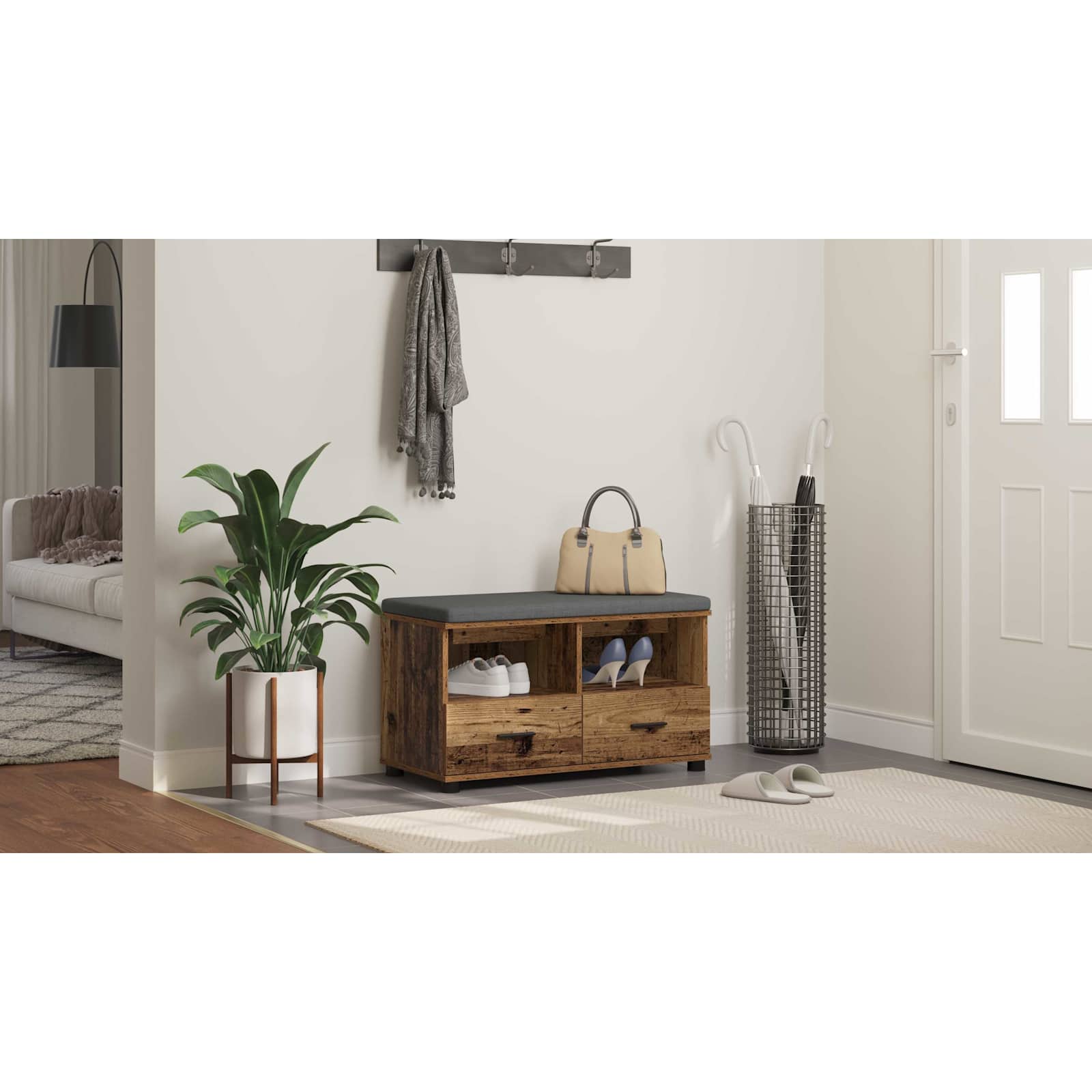 Koridoriaus suolas su pagalve Senas medis 80 x 38 x 46 cm