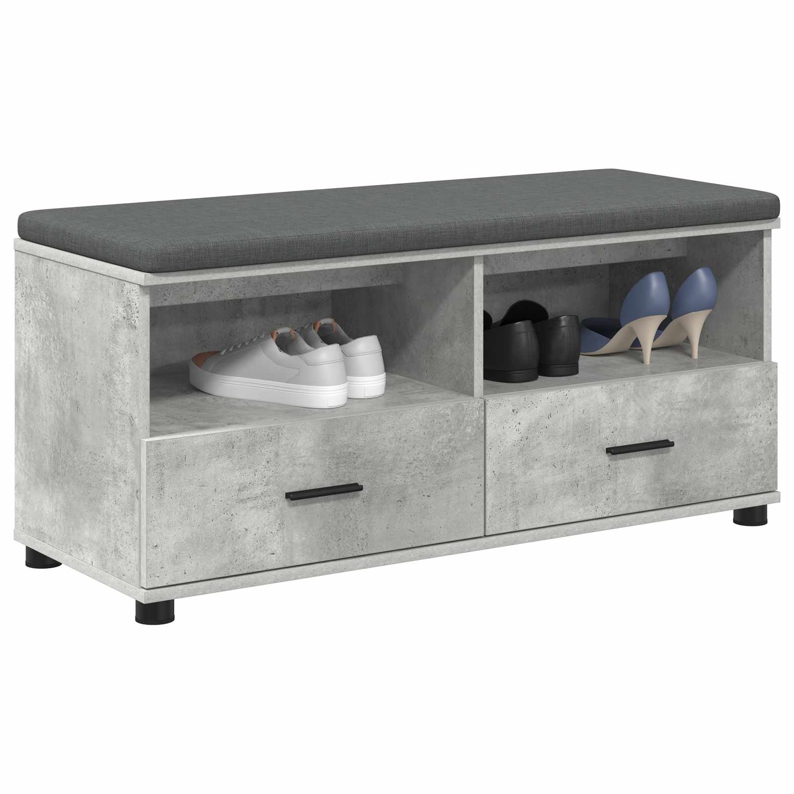 Hallway Bench with Cushion Concrete Grey 100 x 38 x 46 cm