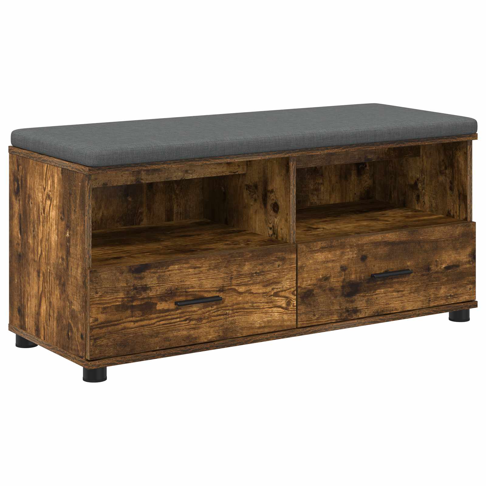 Hallway Bench with Cushion Smoked Oak 100 x 38 x 46 cm