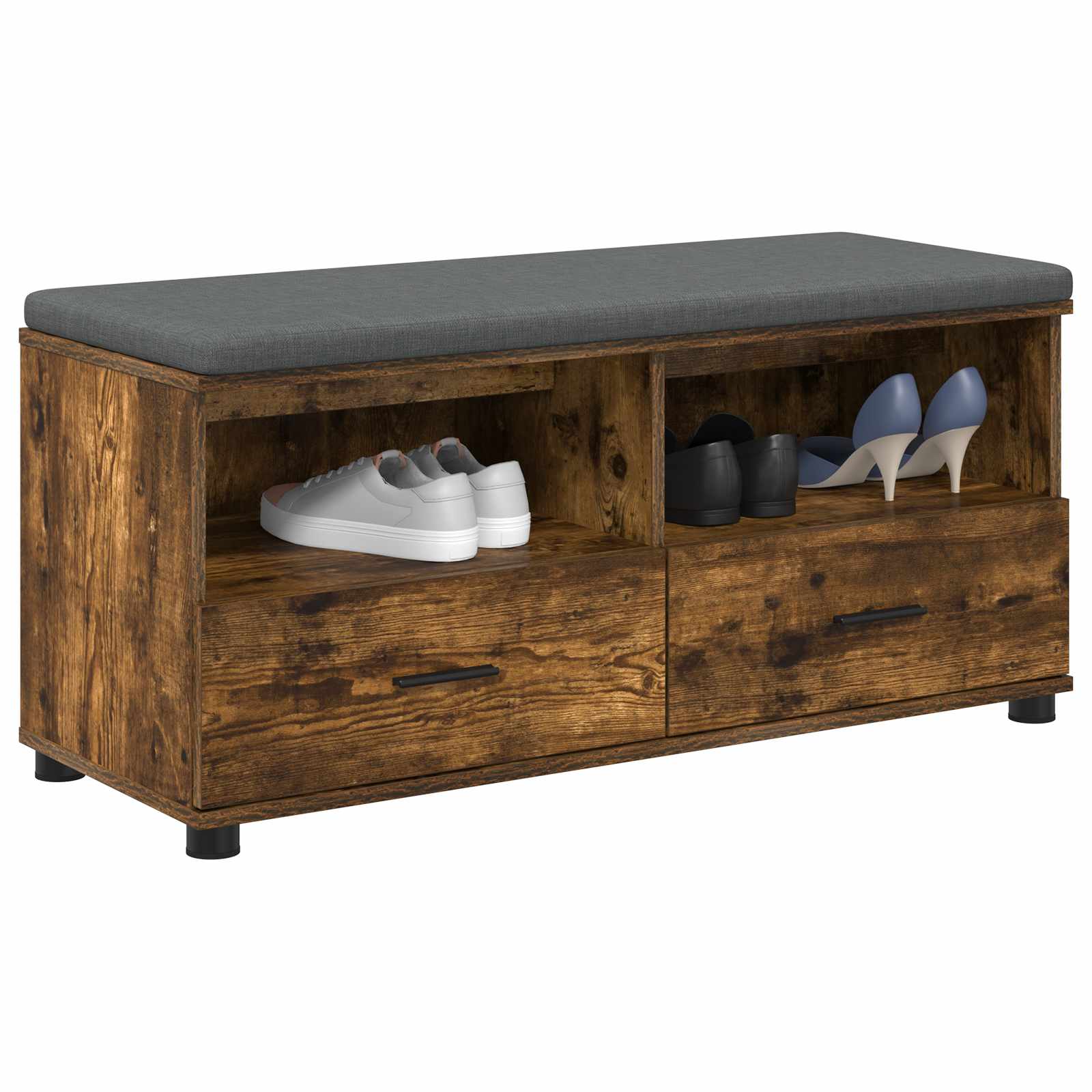 Hallway Bench with Cushion Smoked Oak 100 x 38 x 46 cm