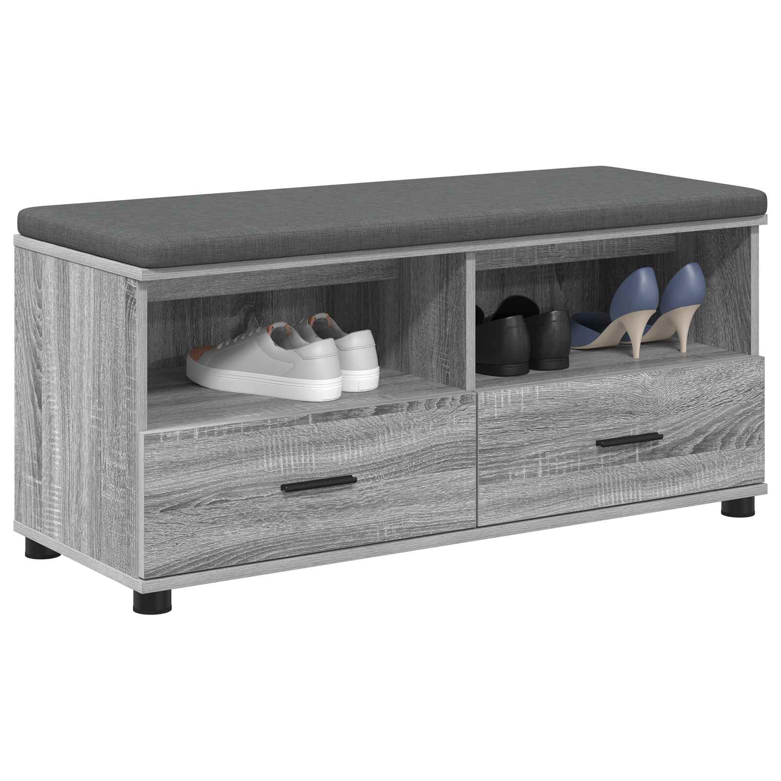 Hallway Bench with Cushion Grey Sonoma 100 x 38 x 46 cm