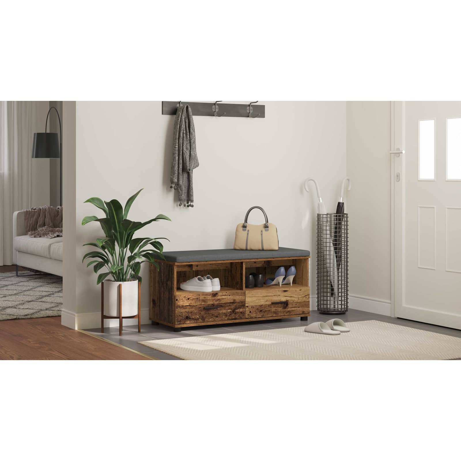 Koridoriaus suolas su pagalve Senas medis 100 x 38 x 46 cm