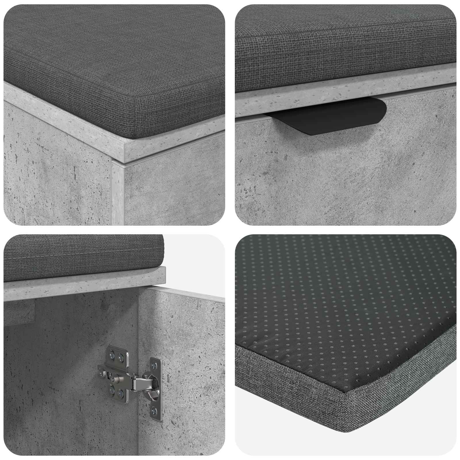 Koridoriaus suolas su pagalve Betono Pilka 80 x 38 x 46 cm
