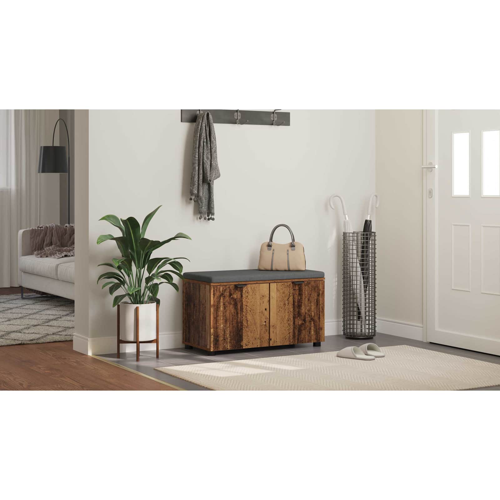 Koridoriaus suolas su pagalve Senas medis 80 x 38 x 46 cm