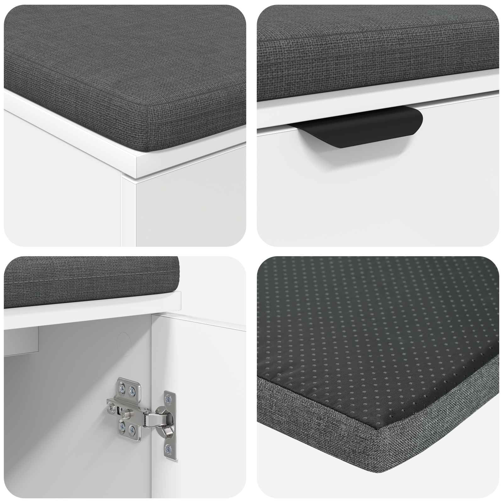 Koridoriaus suolas su pagalve Baltas 100 x 38 x 46 cm