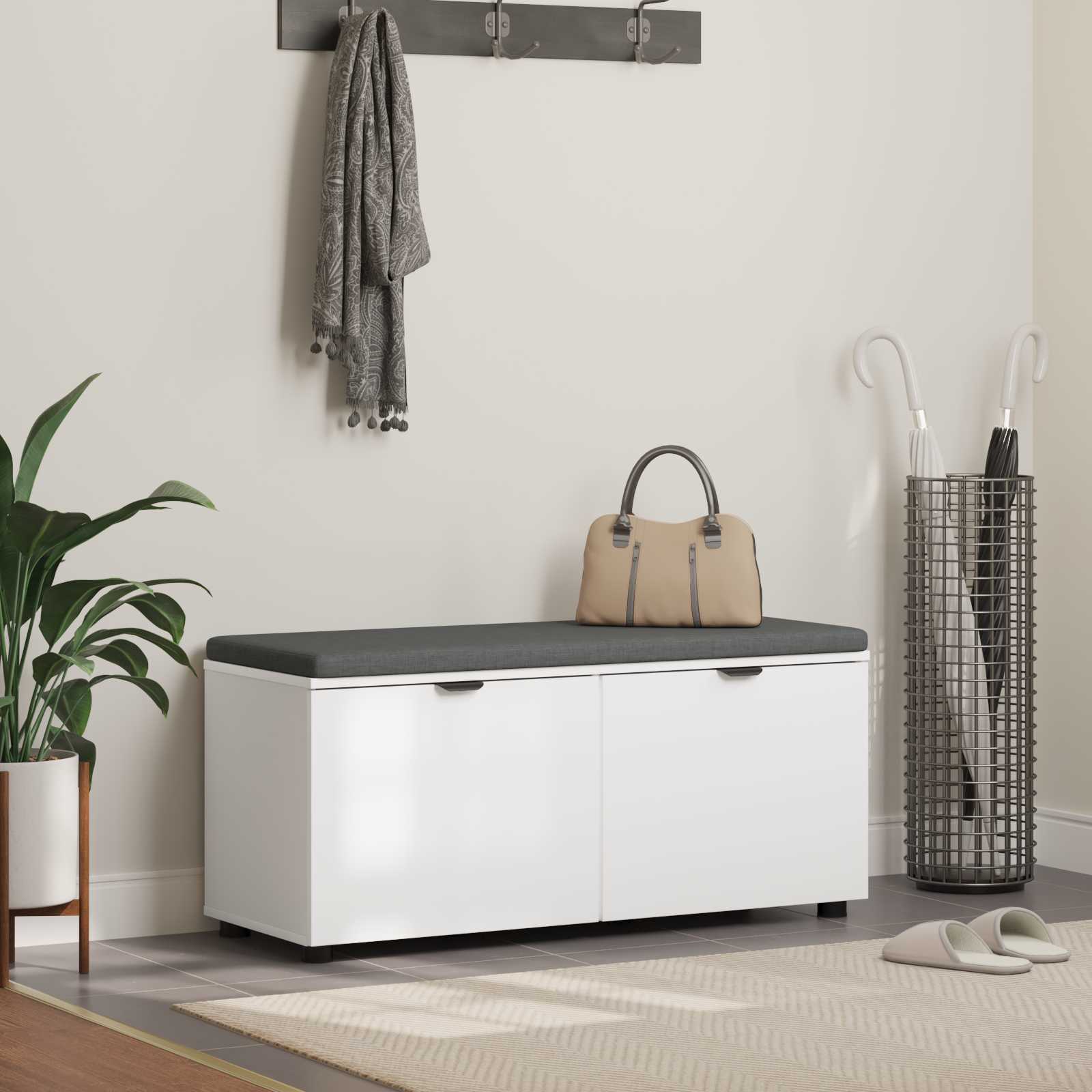 Koridoriaus suolas su pagalve Baltas 100 x 38 x 46 cm