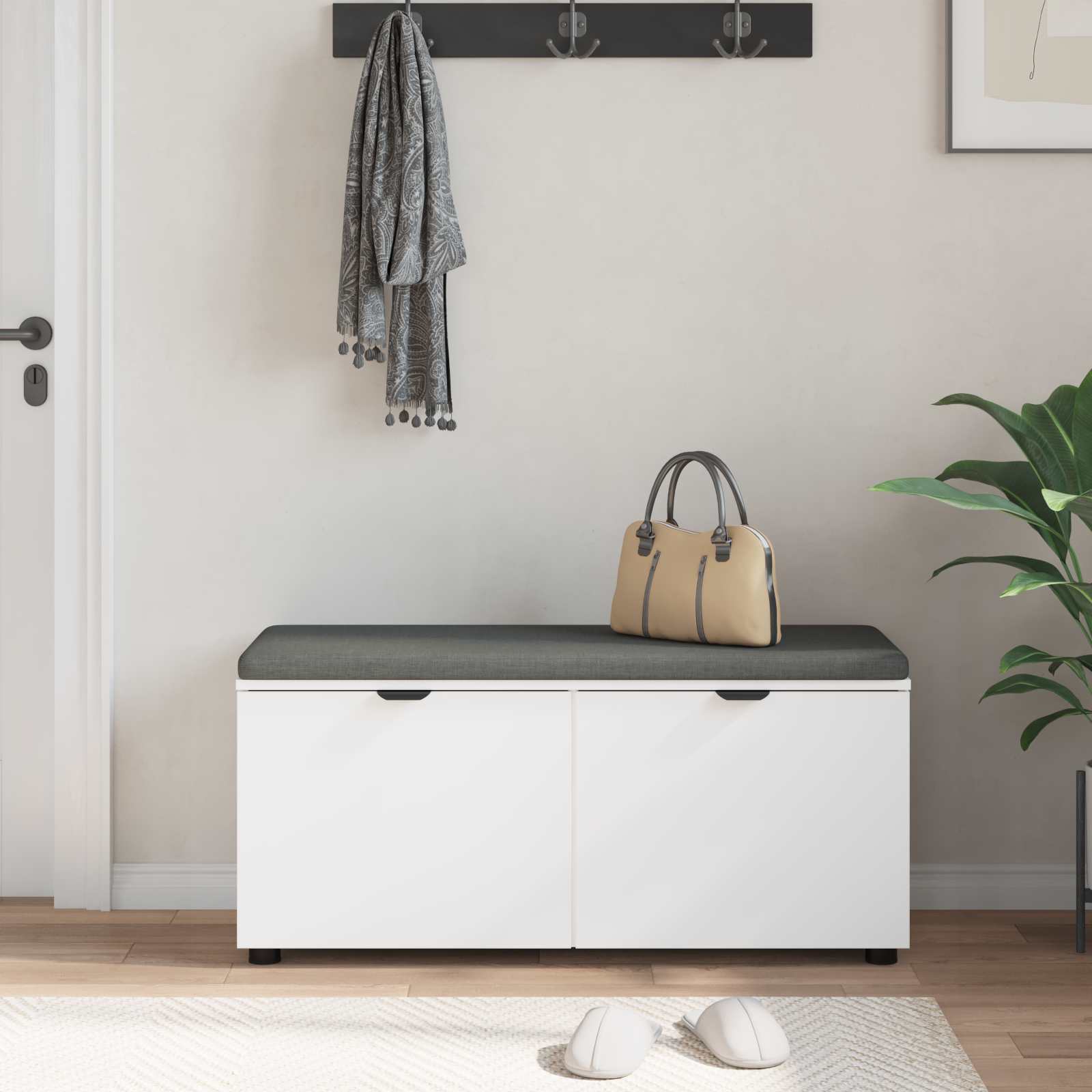 Koridoriaus suolas su pagalve Baltas 100 x 38 x 46 cm