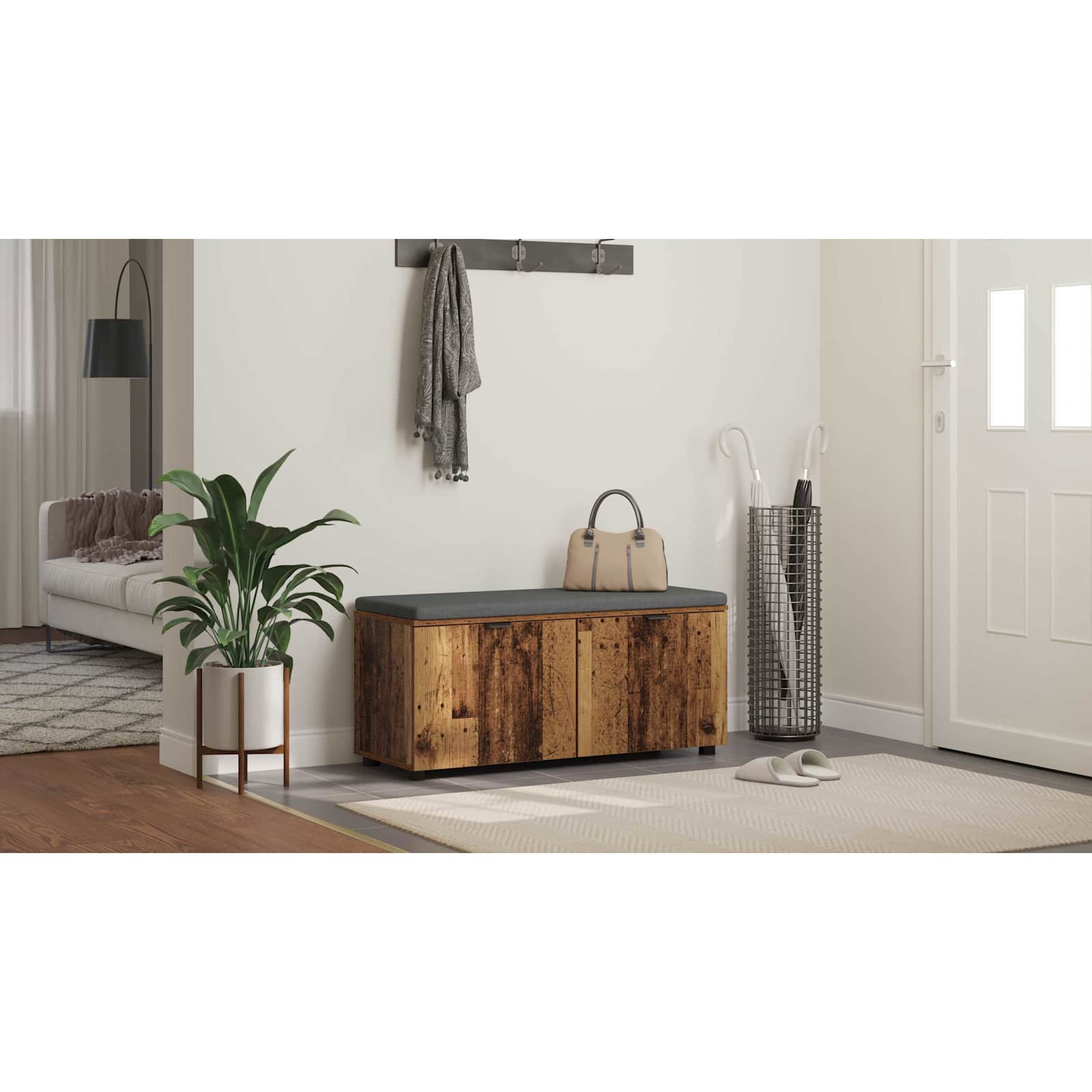 Koridoriaus suolas su pagalve Senas medis 100 x 38 x 46 cm