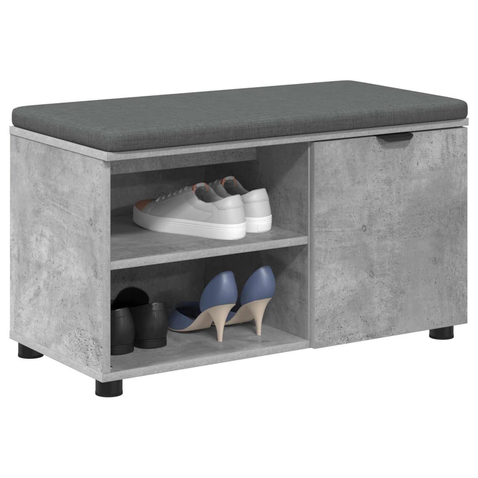 Koridoriaus suolas su pagalve Betono Pilka 80 x 38 x 46 cm