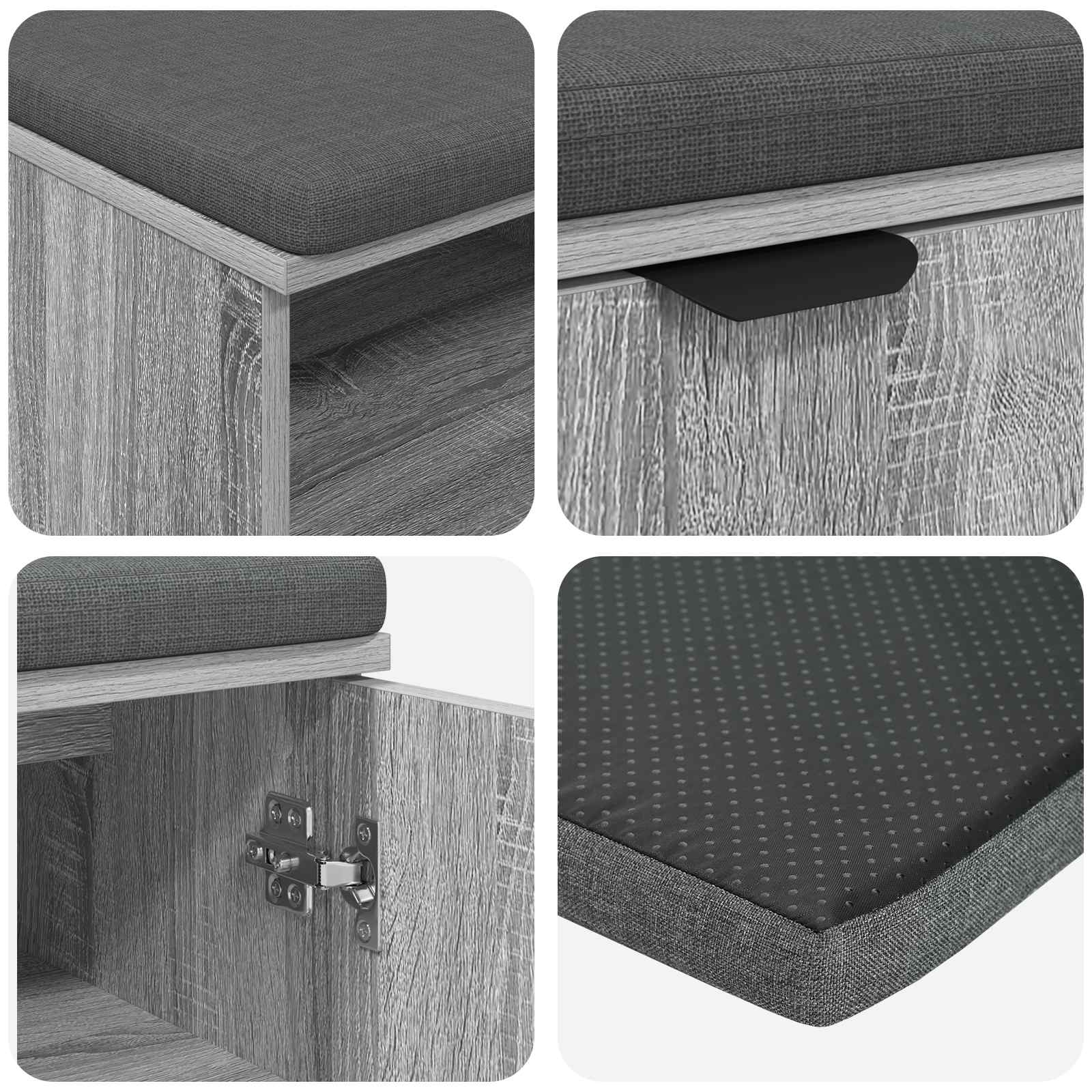 Koridoriaus suolas su pagalve Pilka Sonoma 80 x 38 x 46 cm