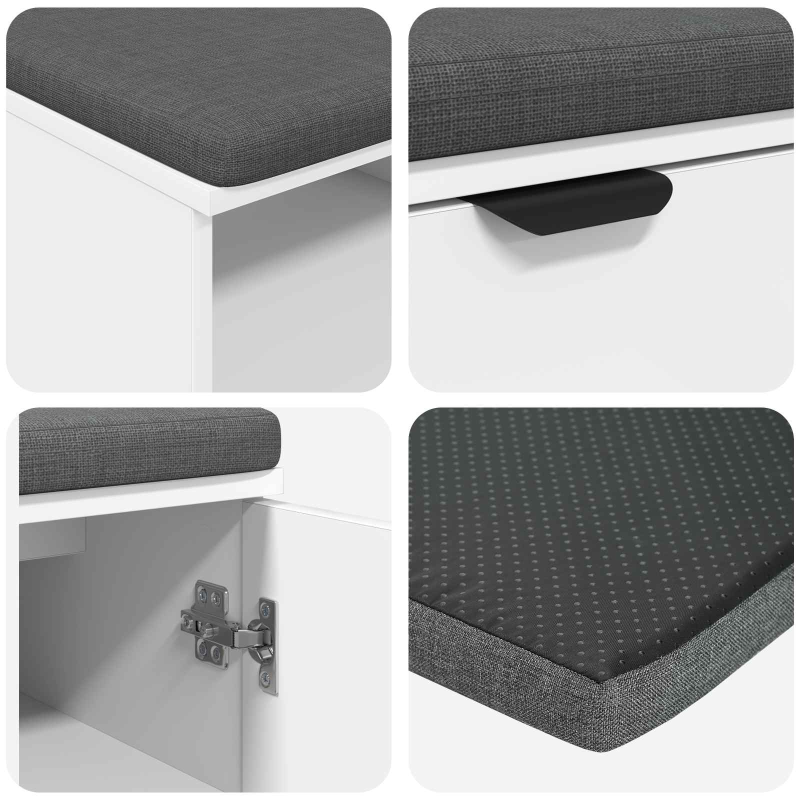 Koridoriaus suolas su pagalve Baltas 100 x 38 x 46 cm