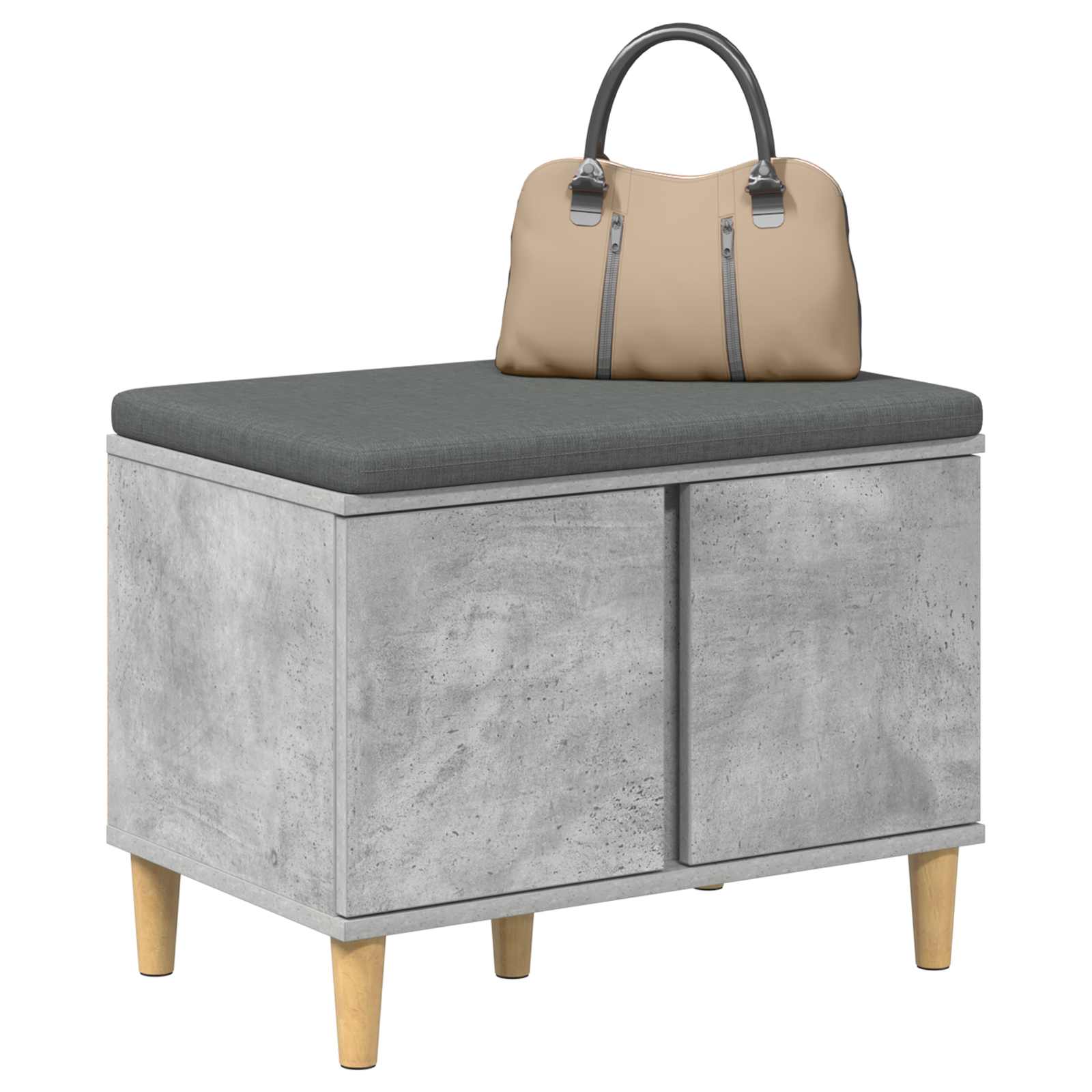 Koridoriaus suolas su pagalve Betono Pilka 60 x 38 x 46 cm