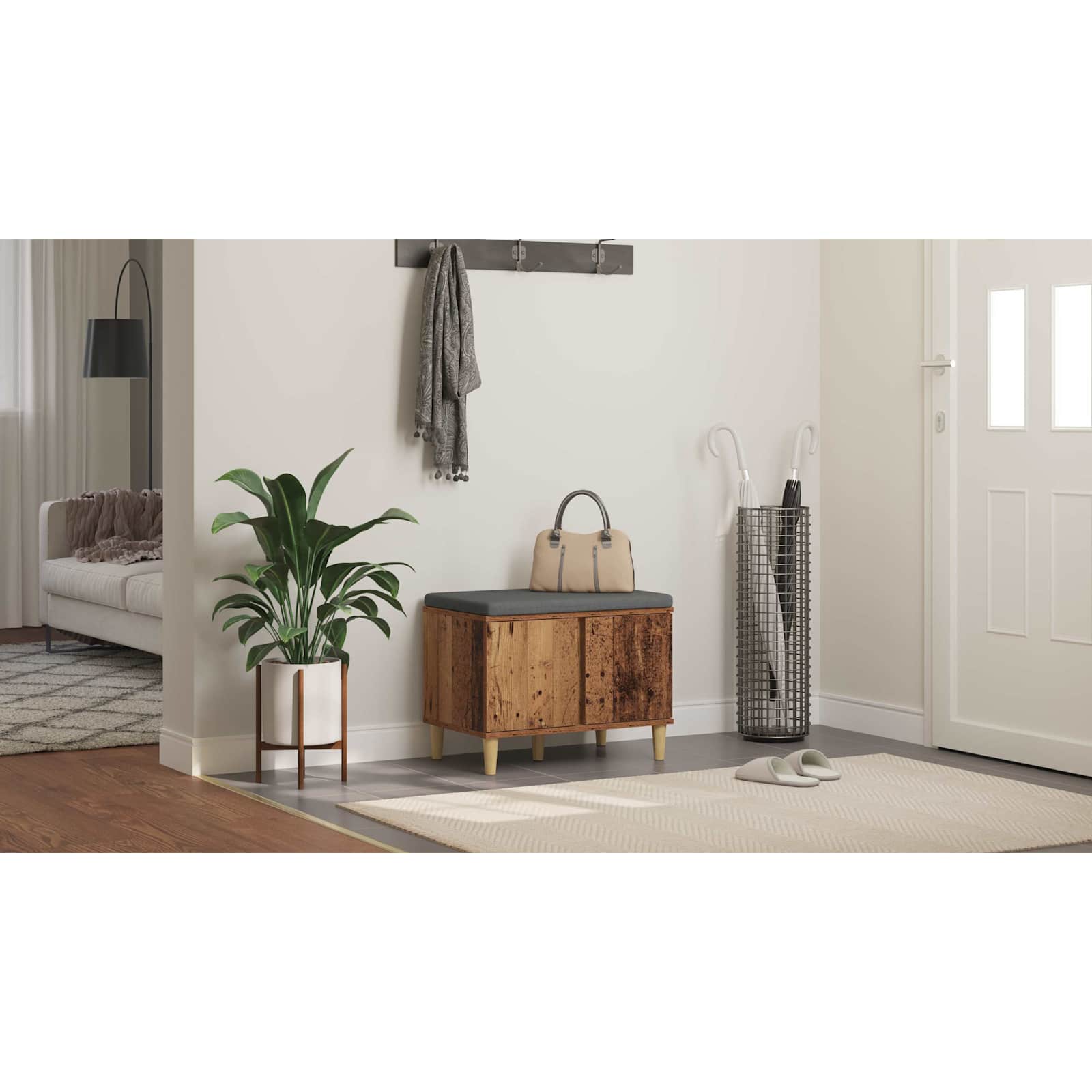 Koridoriaus suolas su pagalve Senas medis 60 x 38 x 46 cm