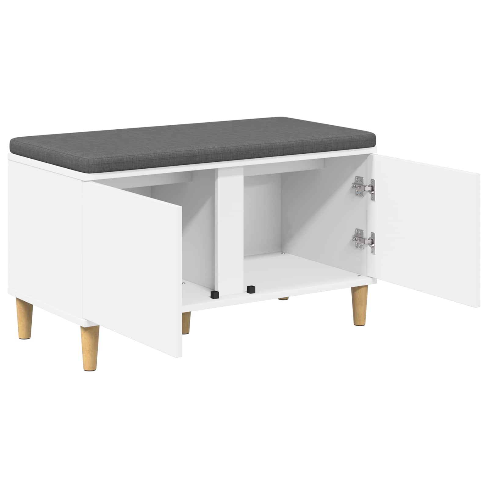 Koridoriaus suolas su pagalve su durimis Baltas 80 x 38 x 46 cm