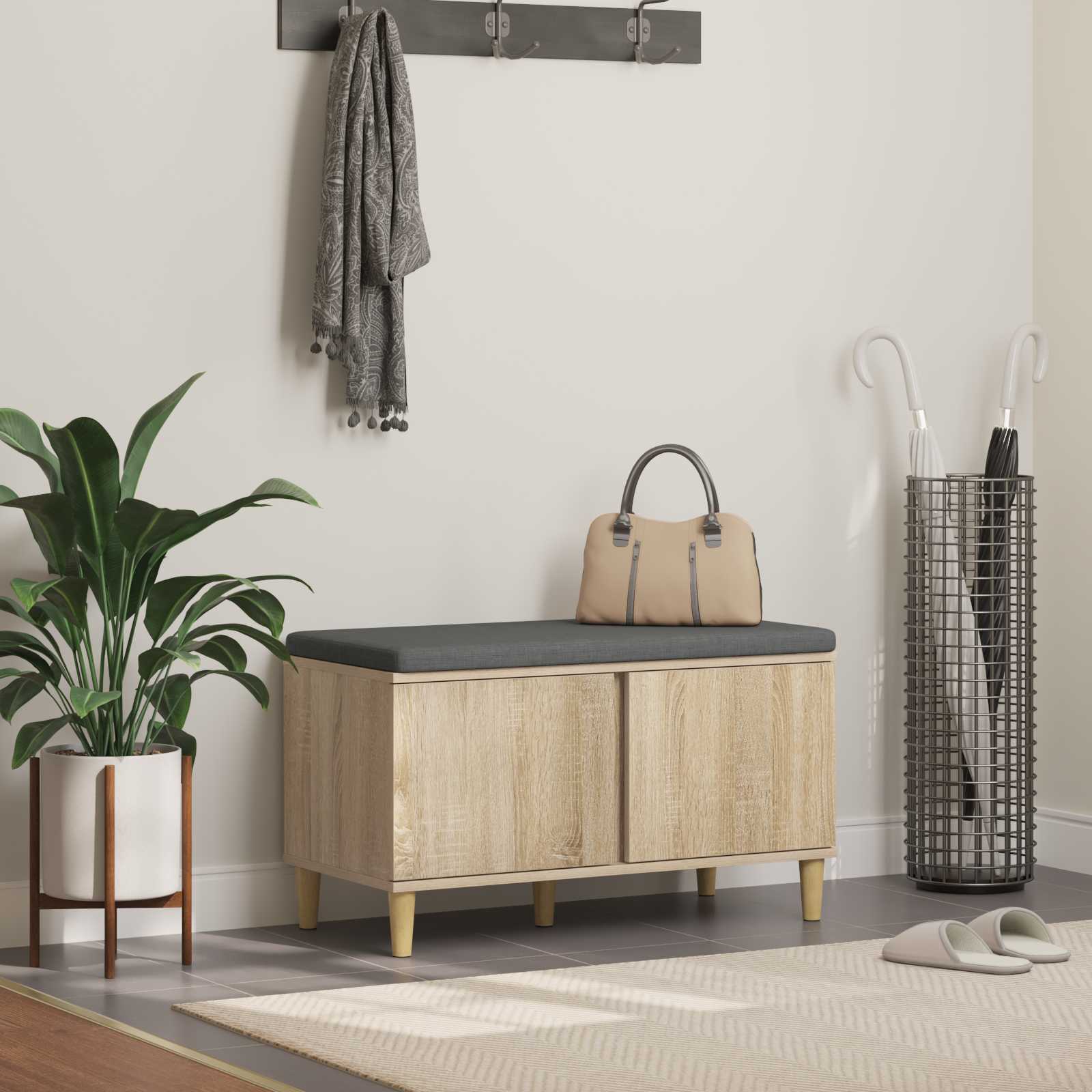 Koka sols ar spilvenu Sonoma ozols 80 x 38 x 46 cm