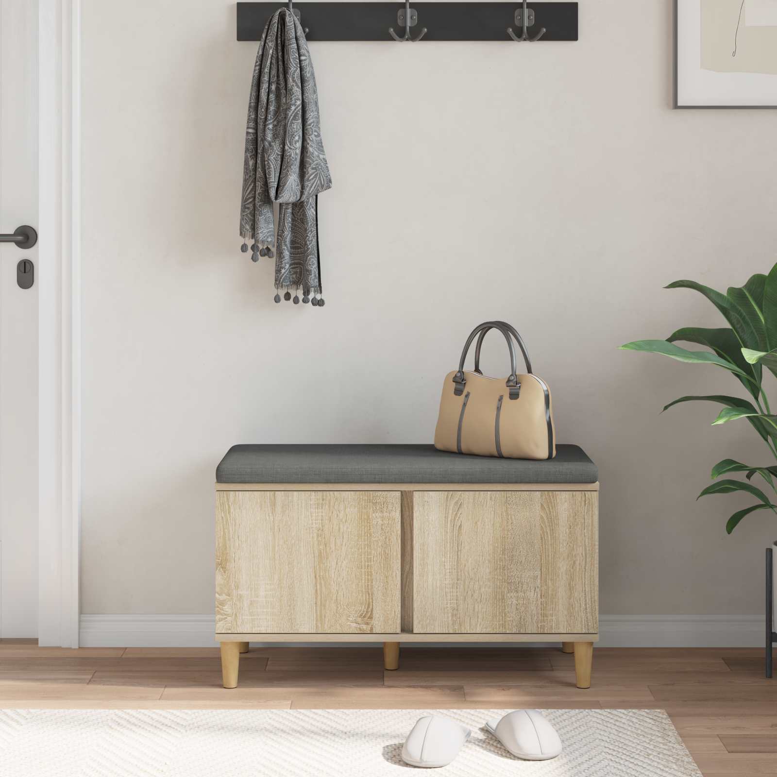 Koka sols ar spilvenu Sonoma ozols 80 x 38 x 46 cm