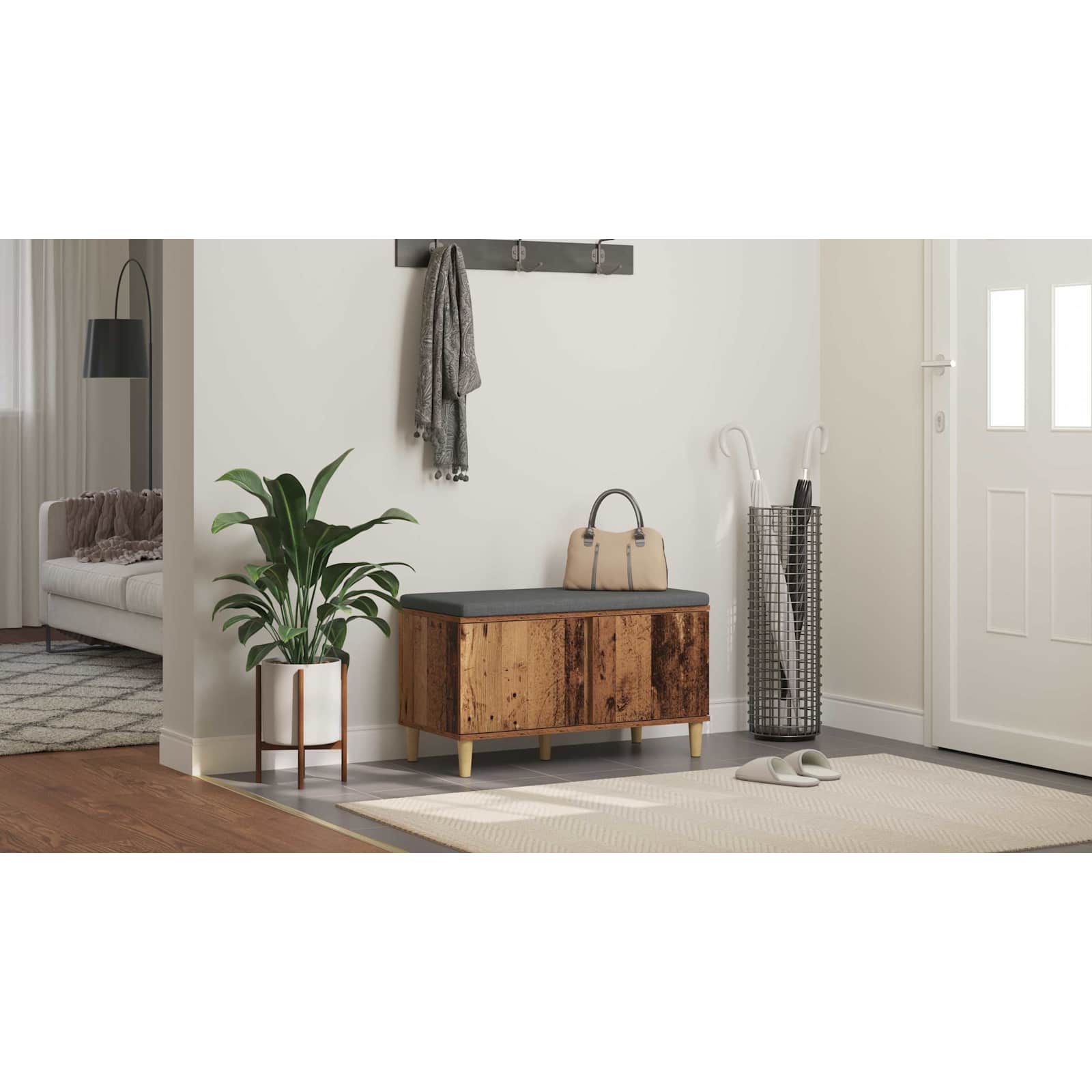 Koridoriaus suolas su pagalve Senas medis 80 x 38 x 46 cm