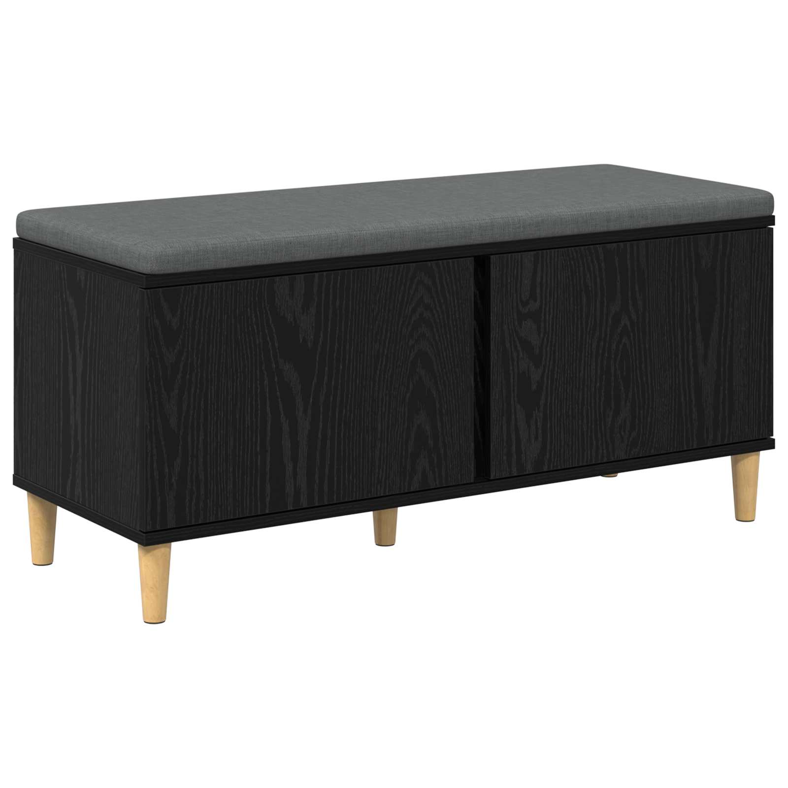 Garderobes sols ar spilvenu Melns Ozols 100 x 38 x 46 cm