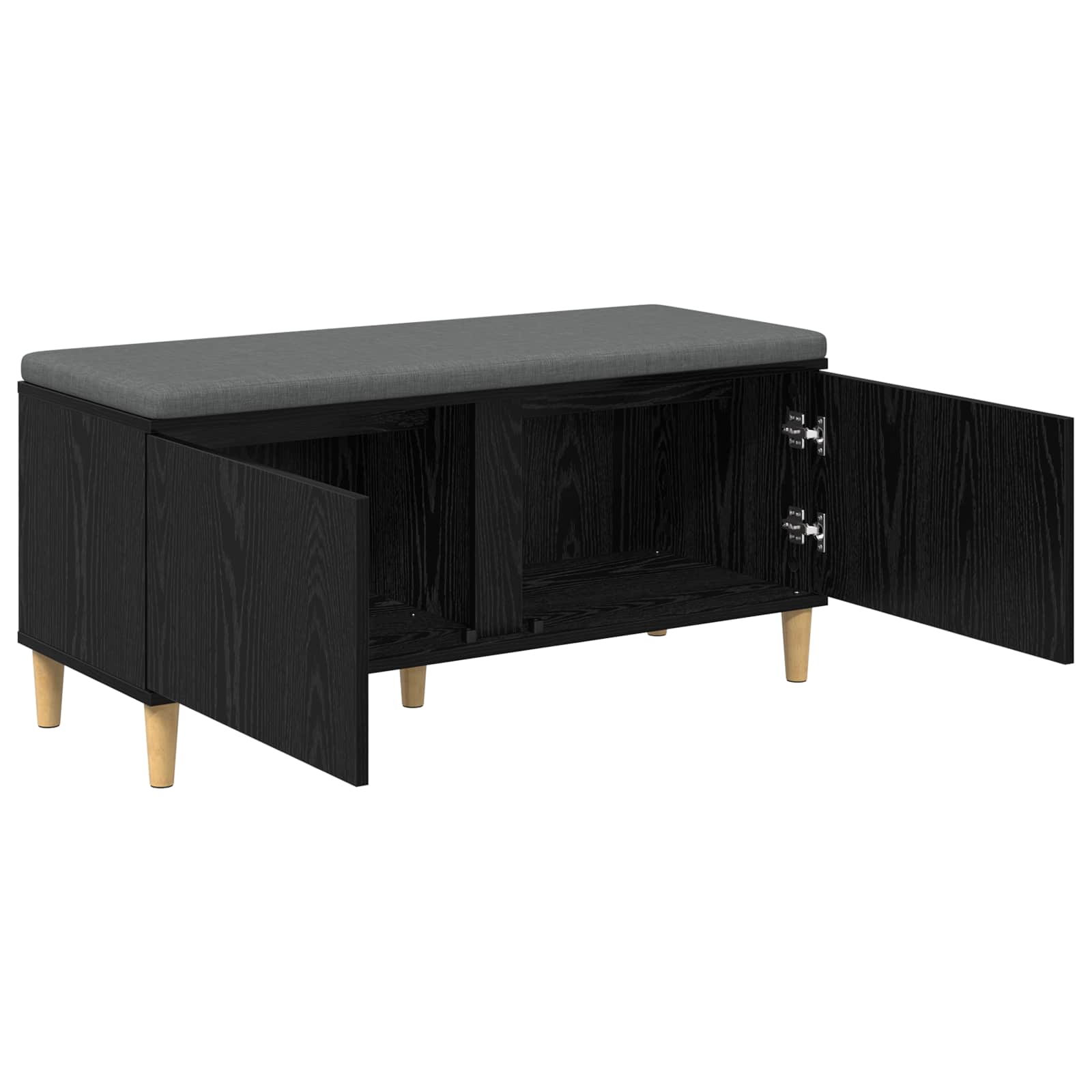 Garderobes sols ar spilvenu Melns Ozols 100 x 38 x 46 cm