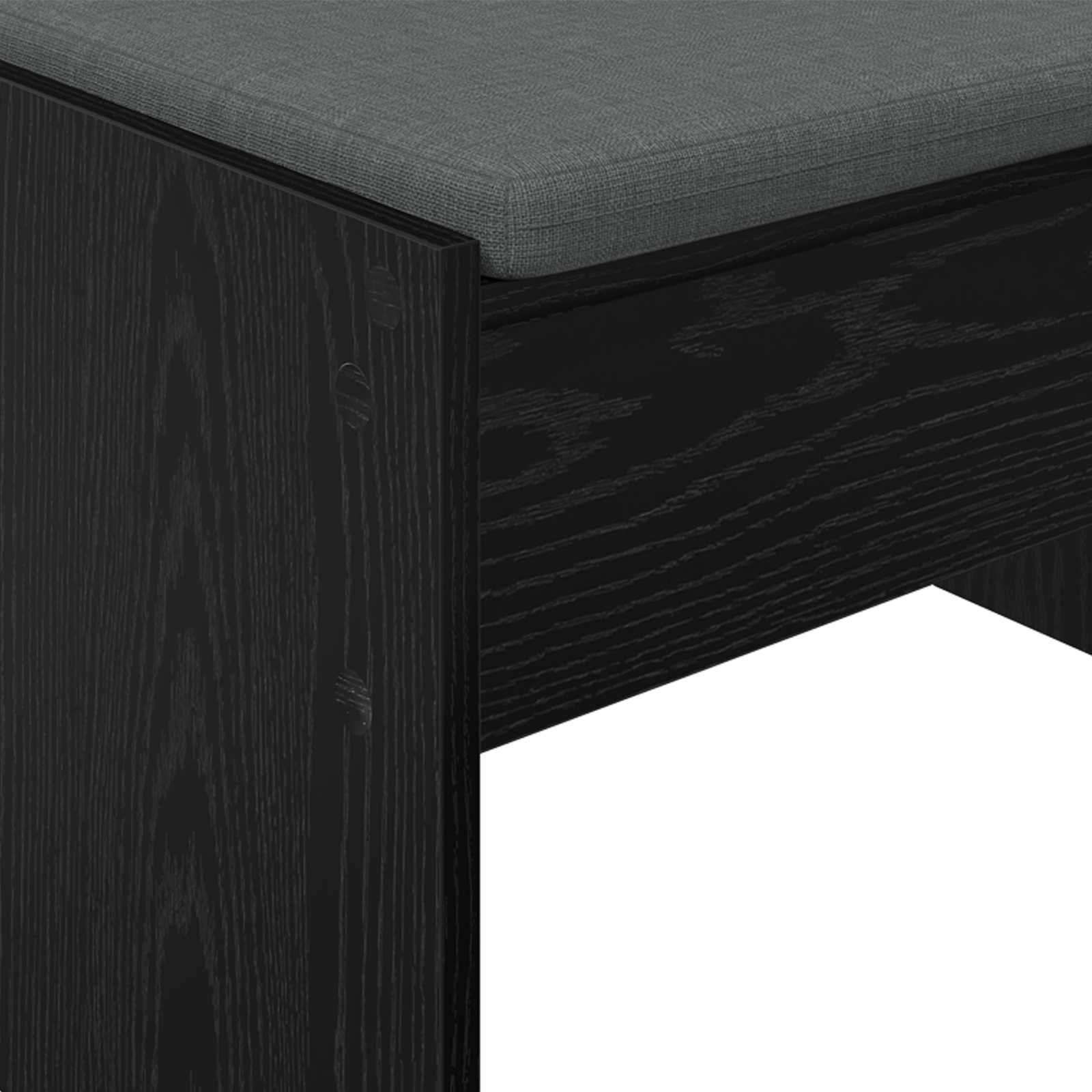 Hallway bench with cushion Black oak 60 x 38 x 46 cm