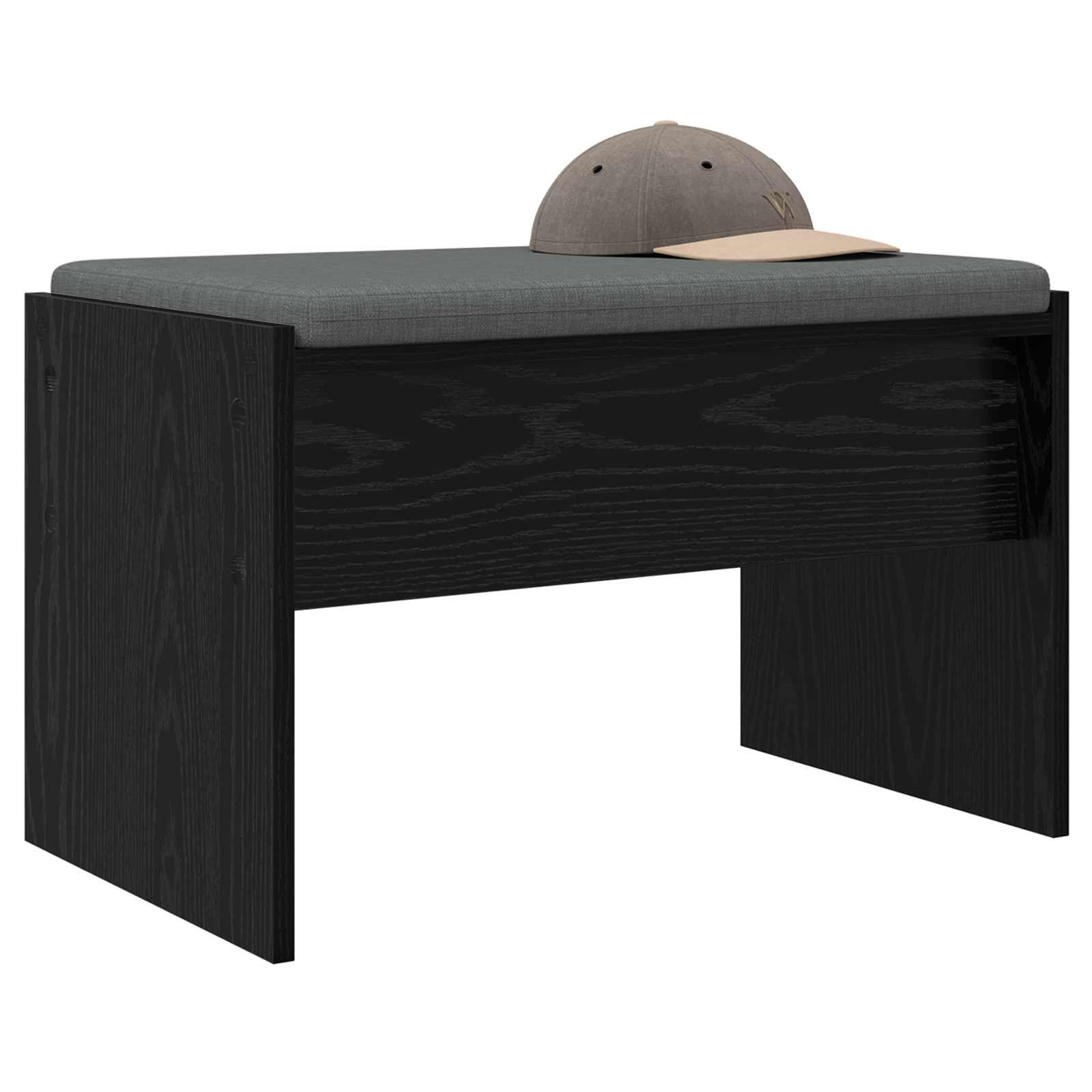 Hallway bench with cushion Black oak 60 x 38 x 46 cm