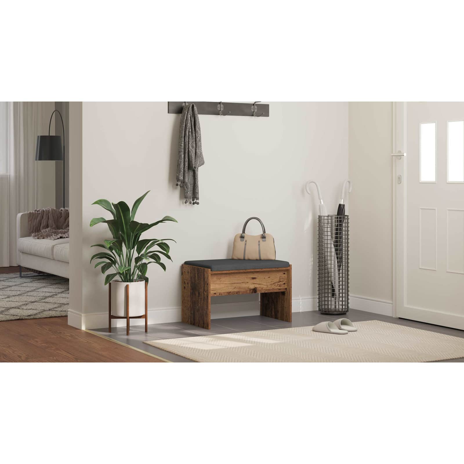 Koridoriaus suolas su pagalve Senas medis 60 x 38 x 46 cm