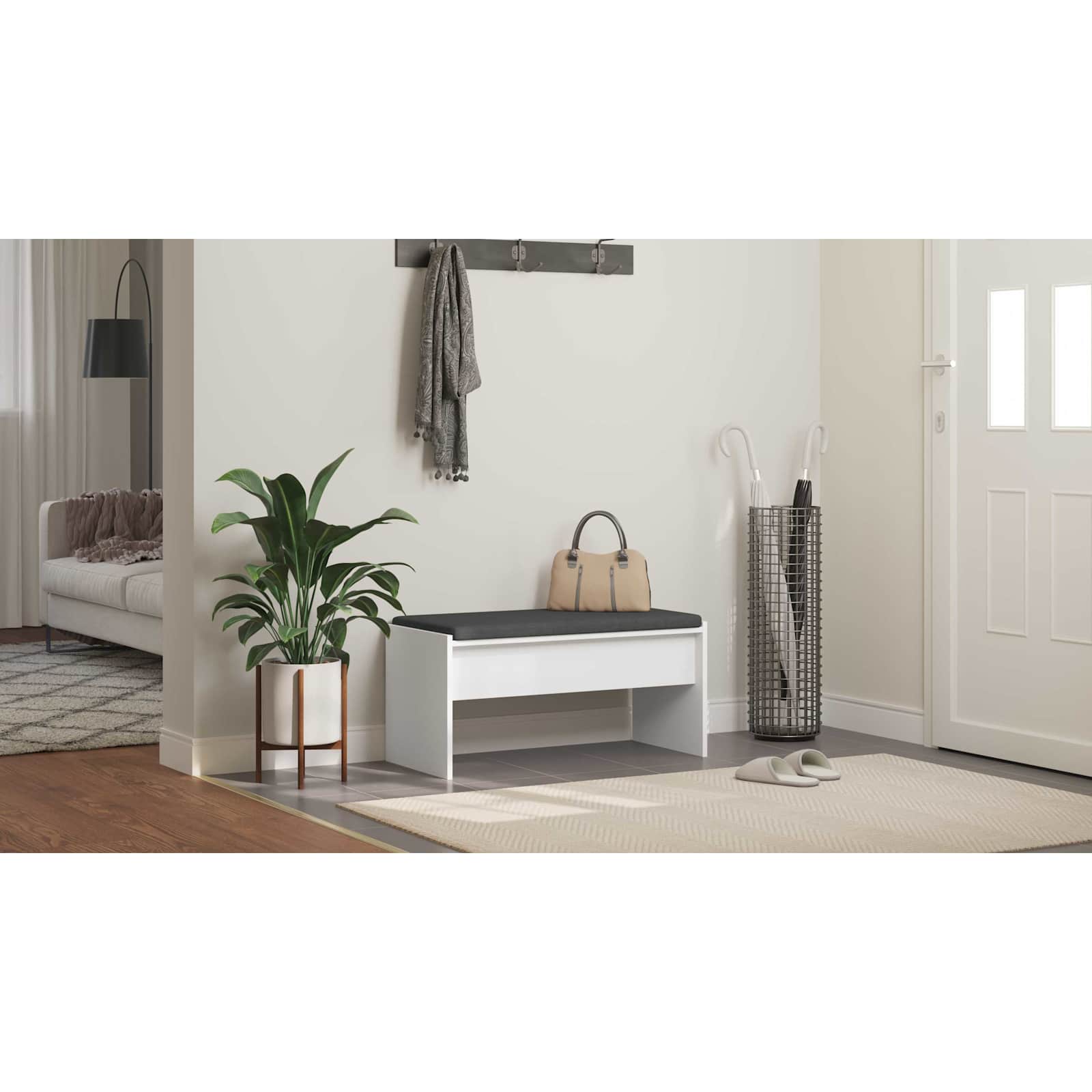 Koridora sols ar spilvenu Balts 80 x 38 x 46 cm