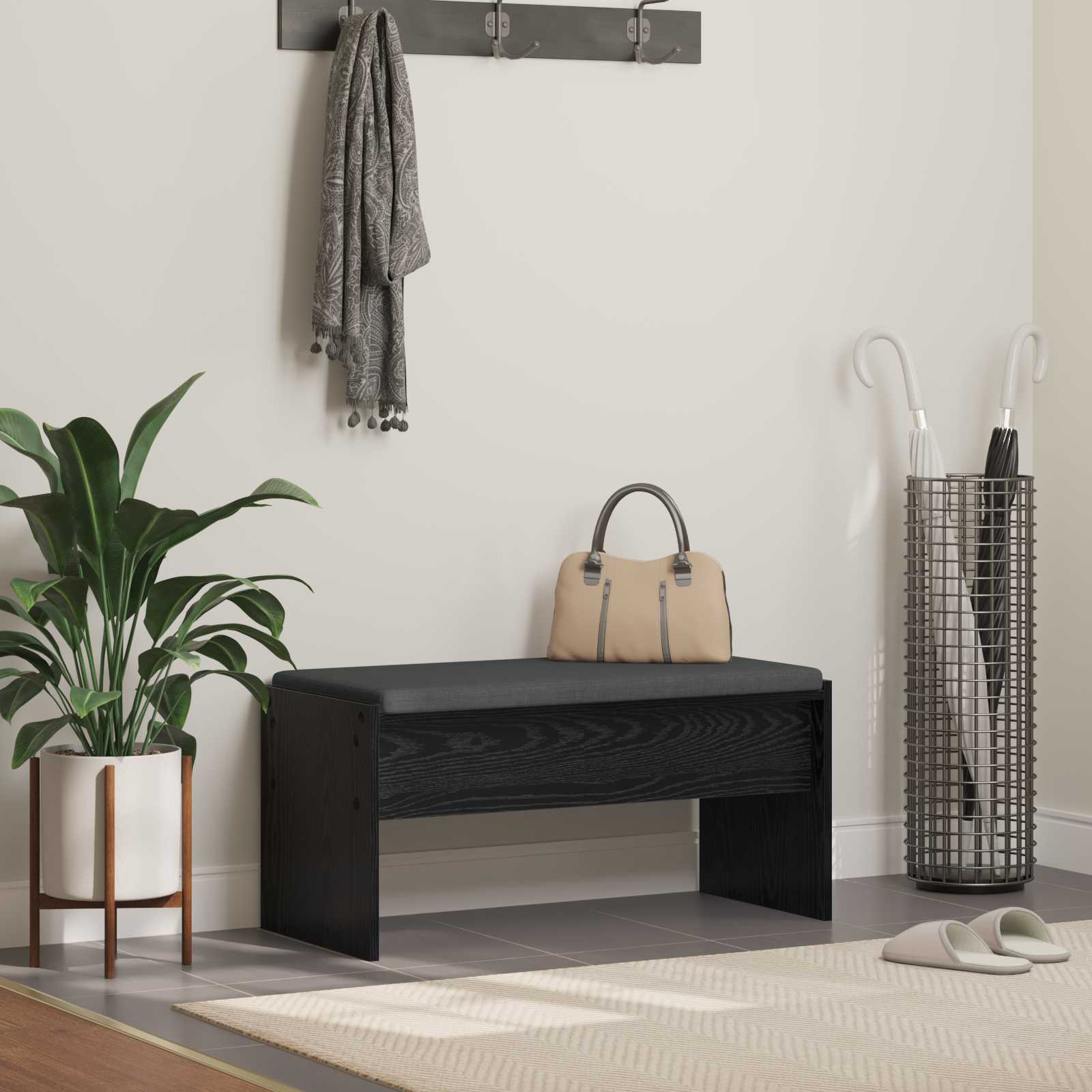 Koridora sols ar spilvenu Melns ozols 80 x 38 x 46 cm
